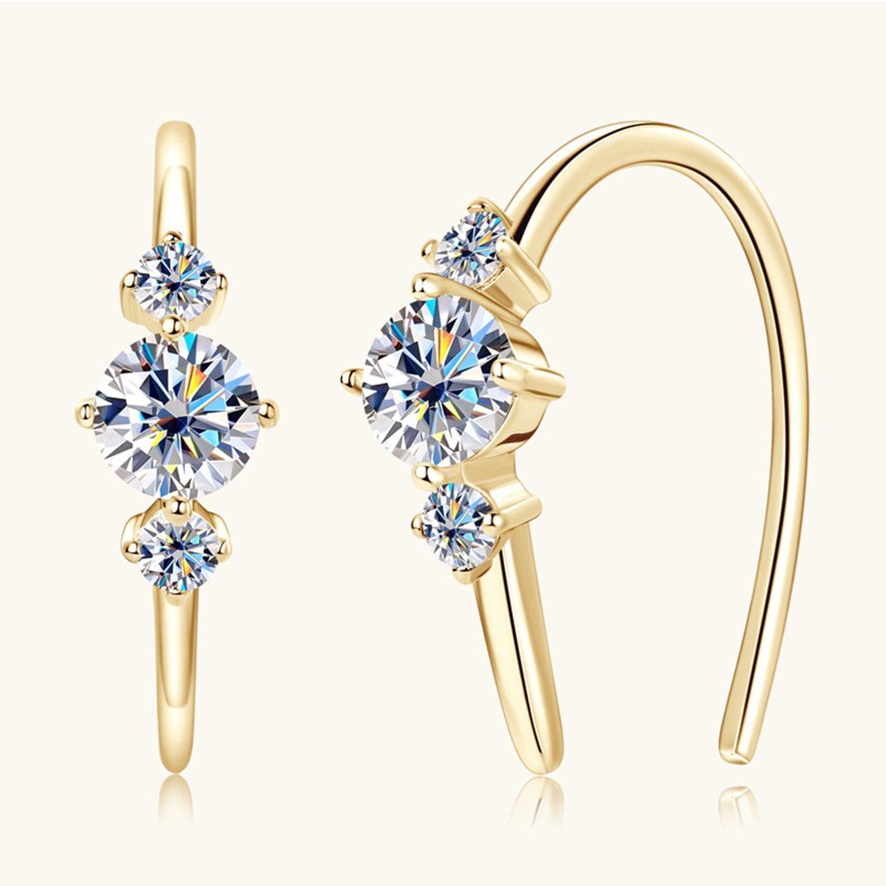 Invanter Paar Gold Moissanit-Ohrringe Ohrhänger aus für S925-Sterlingsilber Ohrringe Damen,