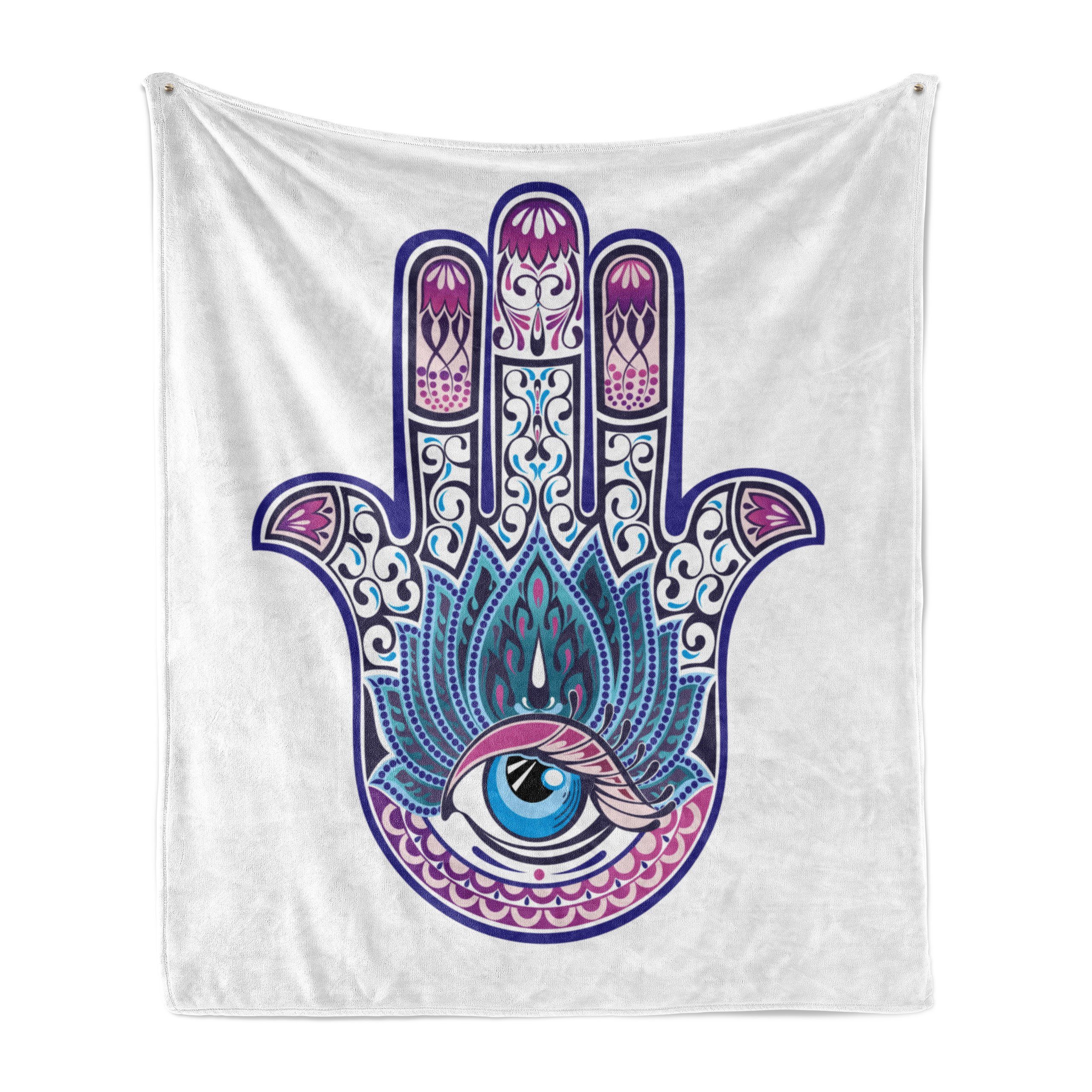 Wohndecke Gemütlicher Plüsch für den Innen- und Außenbereich, Abakuhaus, Evil Eye Alles sehende Auge Lotus-Motiv