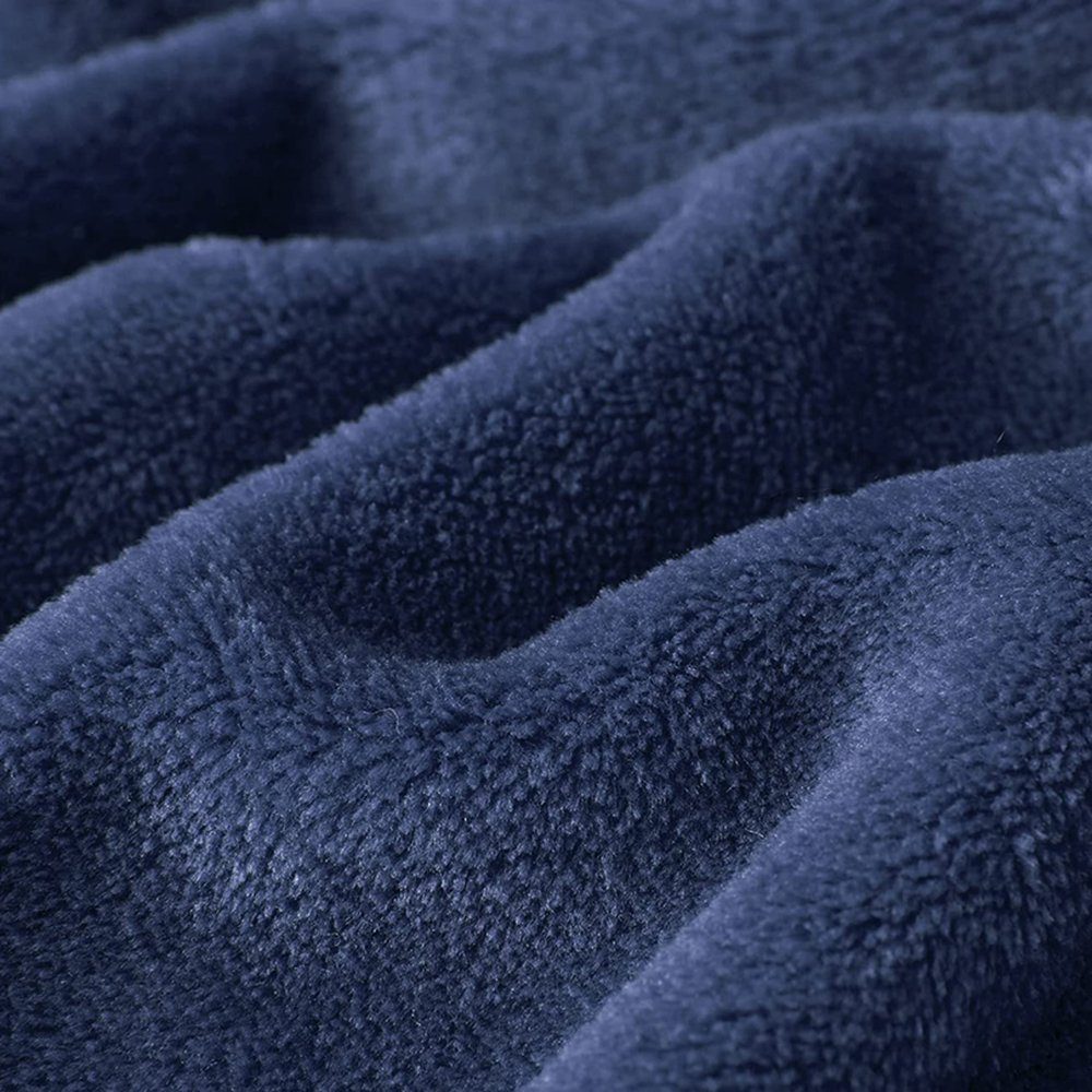- 100*150) Fleece Wohndecke decke Warme Decke, Flauschig Decke Sofa Dunkelblau( Kuscheldecke Grau GelldG