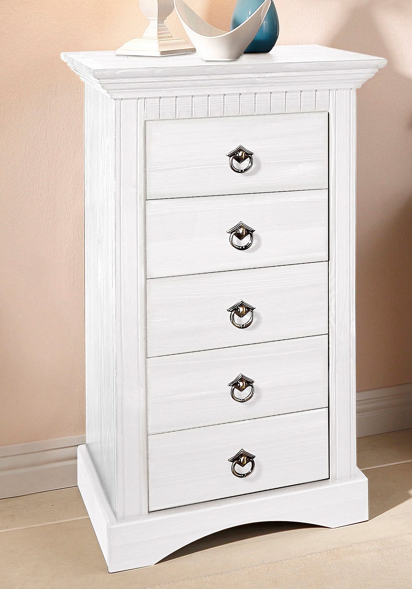 OTTO home Kommode Rustic, Schubkastenkommode, mit 5 Schubladen (Made in Europe), Breite 48cm, aus massiver Kiefer, 5 Schubladen, FSC®-zertifiziert