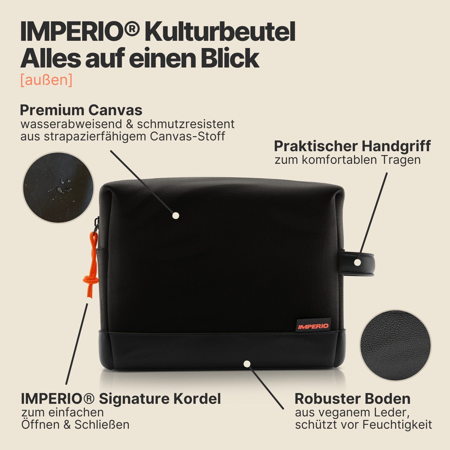 IMPERIO Kulturbeutel Stylischer Reisebegleiter mit elastischen Gummizügen (1-tlg)