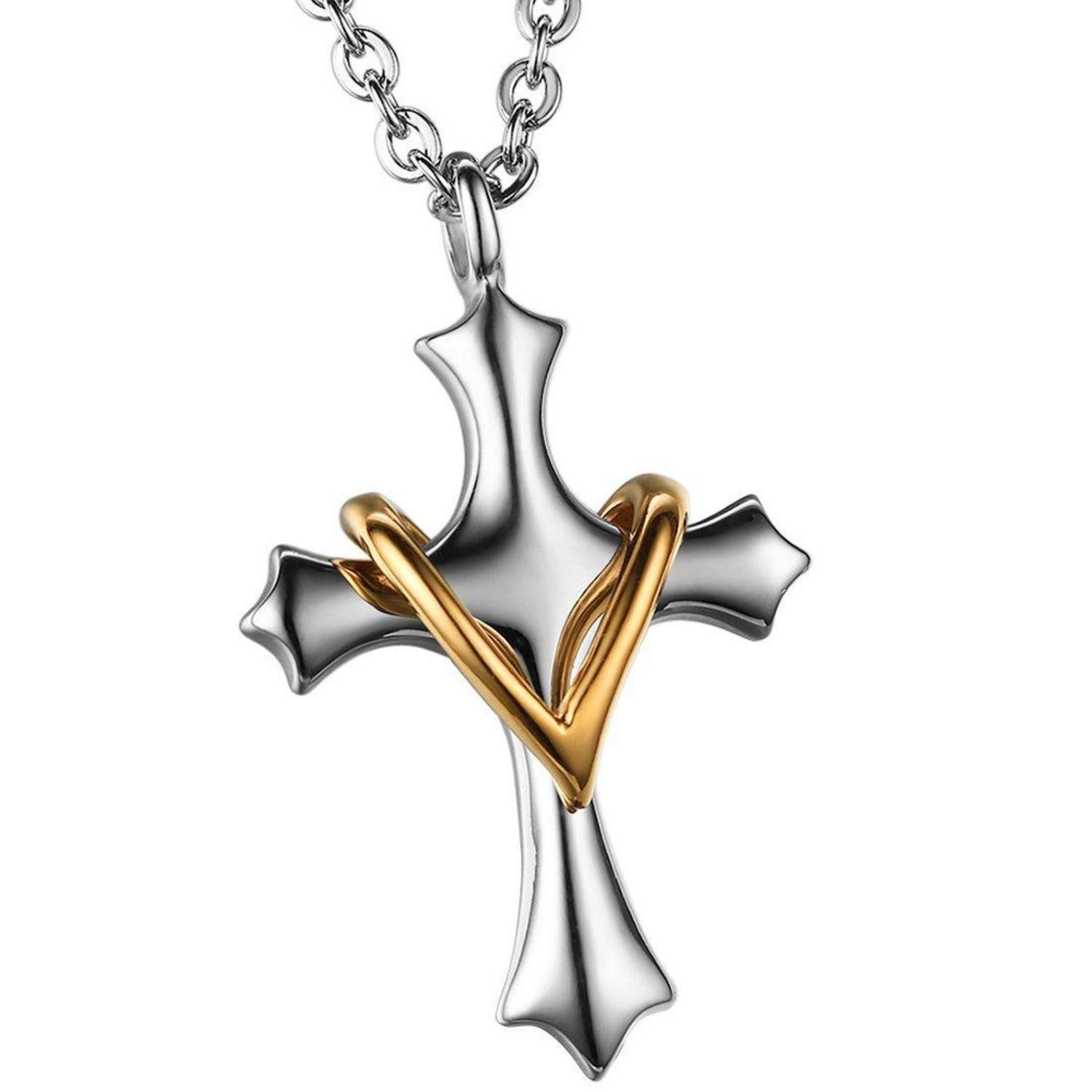 LuxusKollektion Kreuzkette Halskette Kreuz Herren Edelstahl Biker Retro