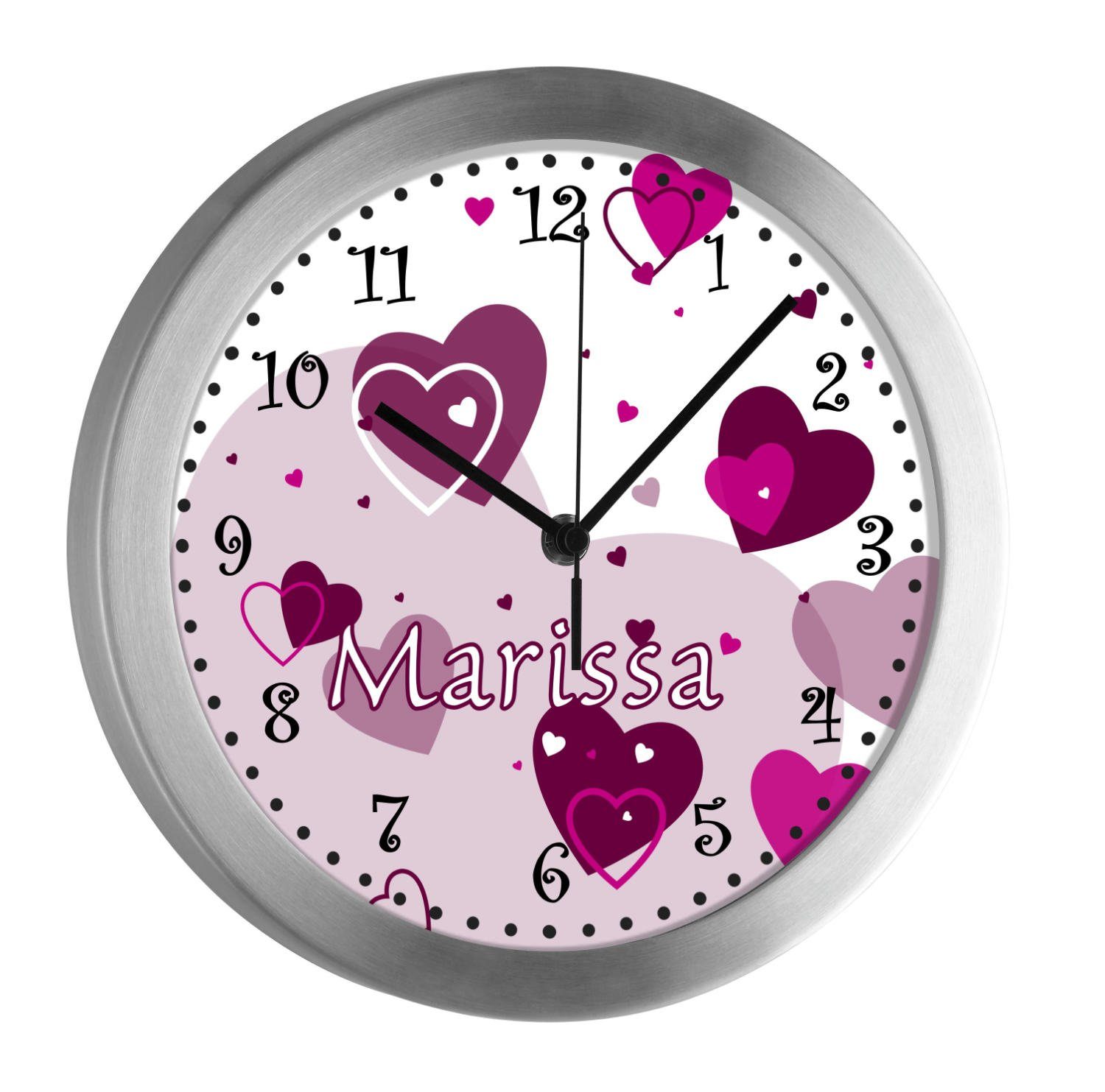 Wanduhr personalisiert Funkwanduhr Kinderzimmer brombeere Kinder CreaDesign Herz