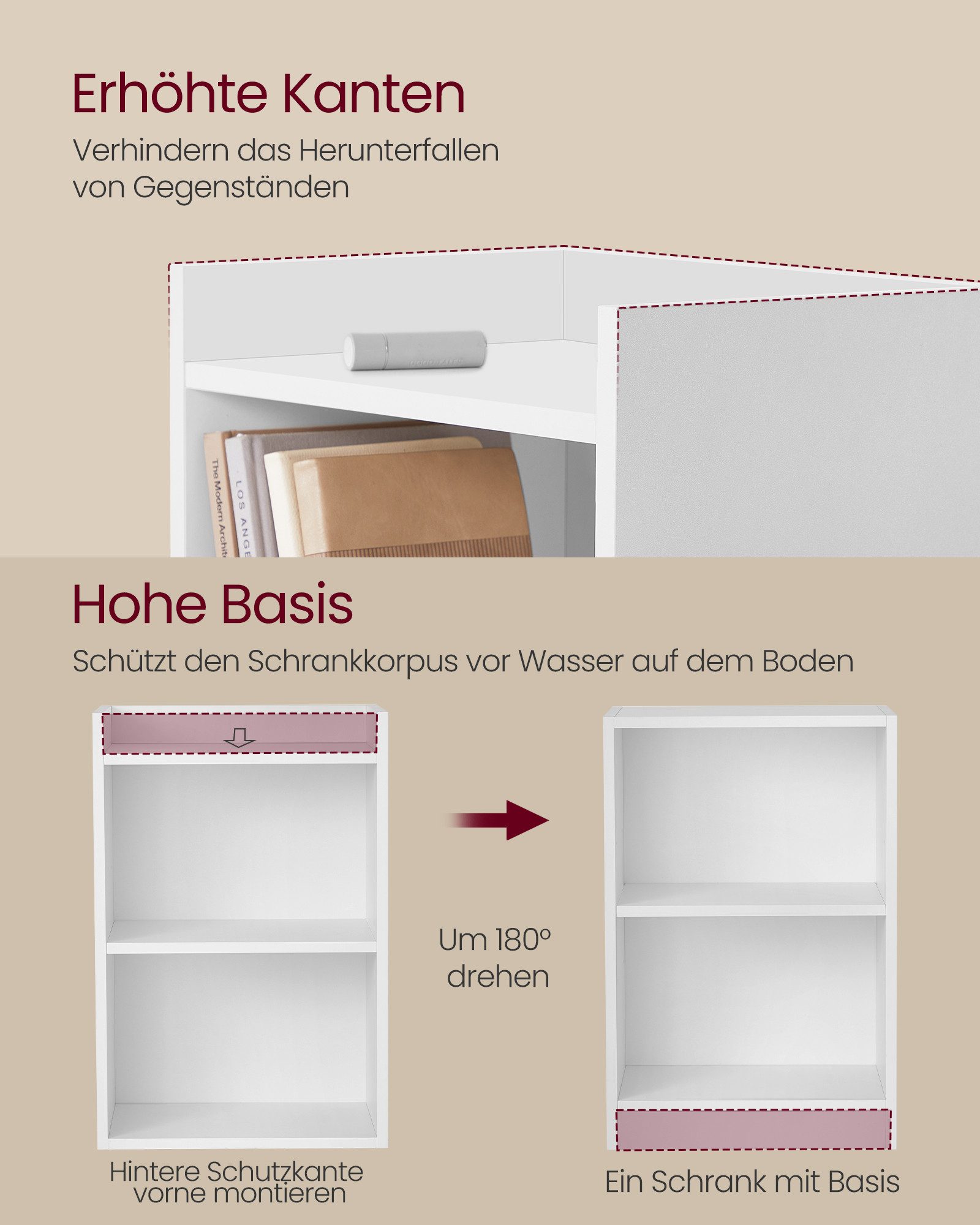 VASAGLE Nachttisch mit offenen Fächern, Beistelltisch mit verstellbarer Ablage, 2 Montageoptionen, einfacher Aufbau, für Schlafzimmer und Wohnzimmer