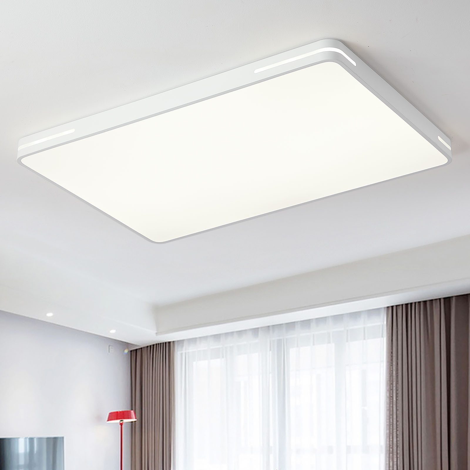 style home LED Deckenleuchte Deckenlampe, 192W-90x60x5cm, LED fest integriert, warmweiß bis kaltweiß 3000-6000K, dimmbar mit Fernbedienung, Rechteckige Lampe für Wohnzimmer Schlafzimmer Büro,Weiß