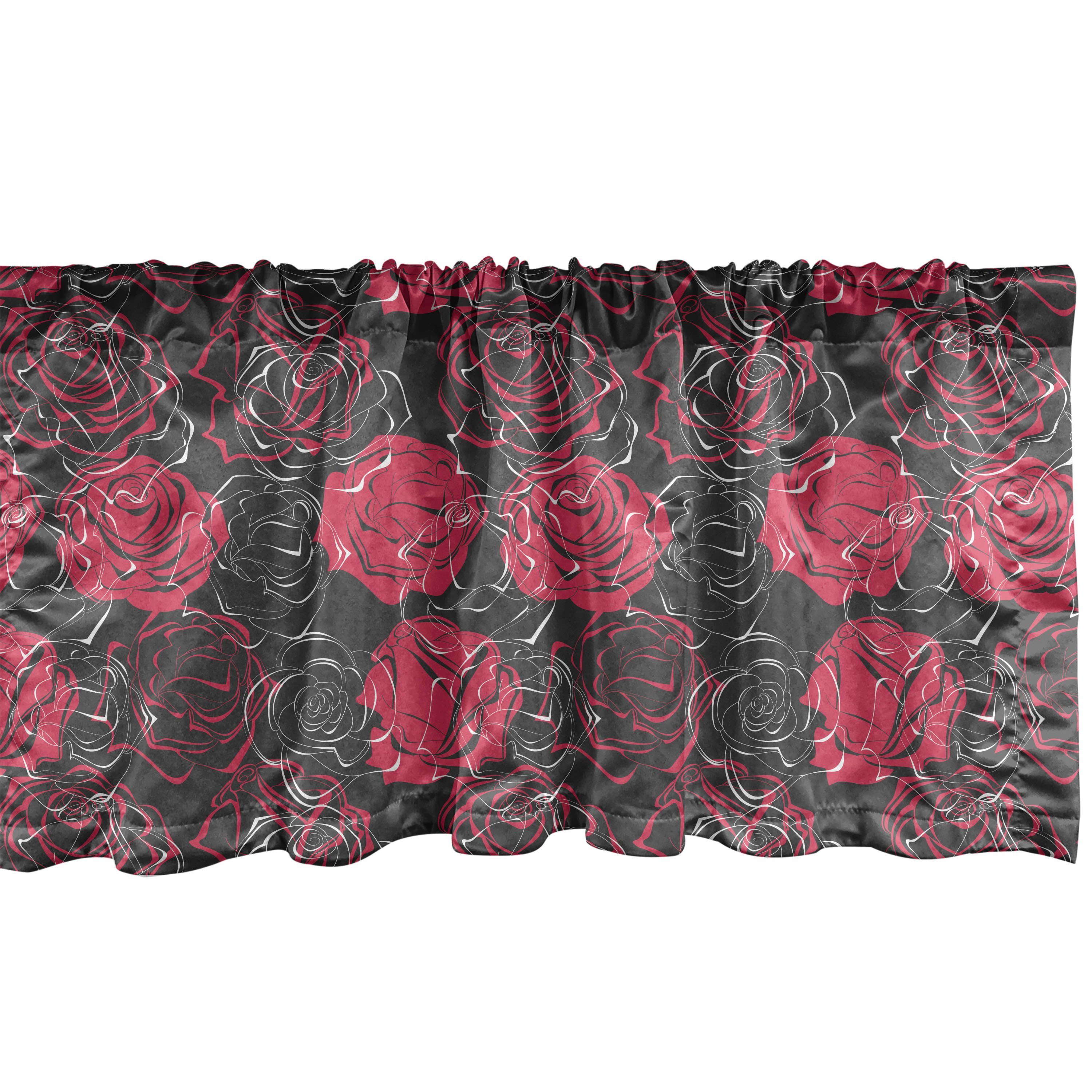 Scheibengardine Vorhang Volant für Küche Schlafzimmer Dekor mit Stangentasche, Abakuhaus, Microfaser, Blumen Ombre Rose Blooom Kunst