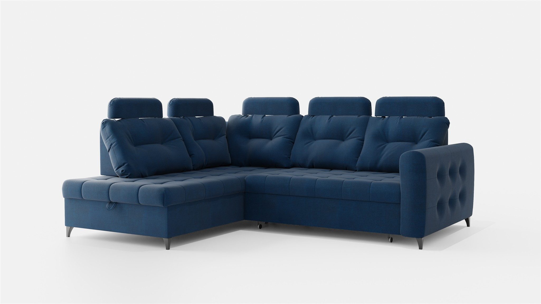 Fun Möbel Ecksofa Sofa FUN MINATO mit Schlaffunktion in Velourstoff Hold Me, mit Ottomane, mit Bettkasten und Schlaffunktion