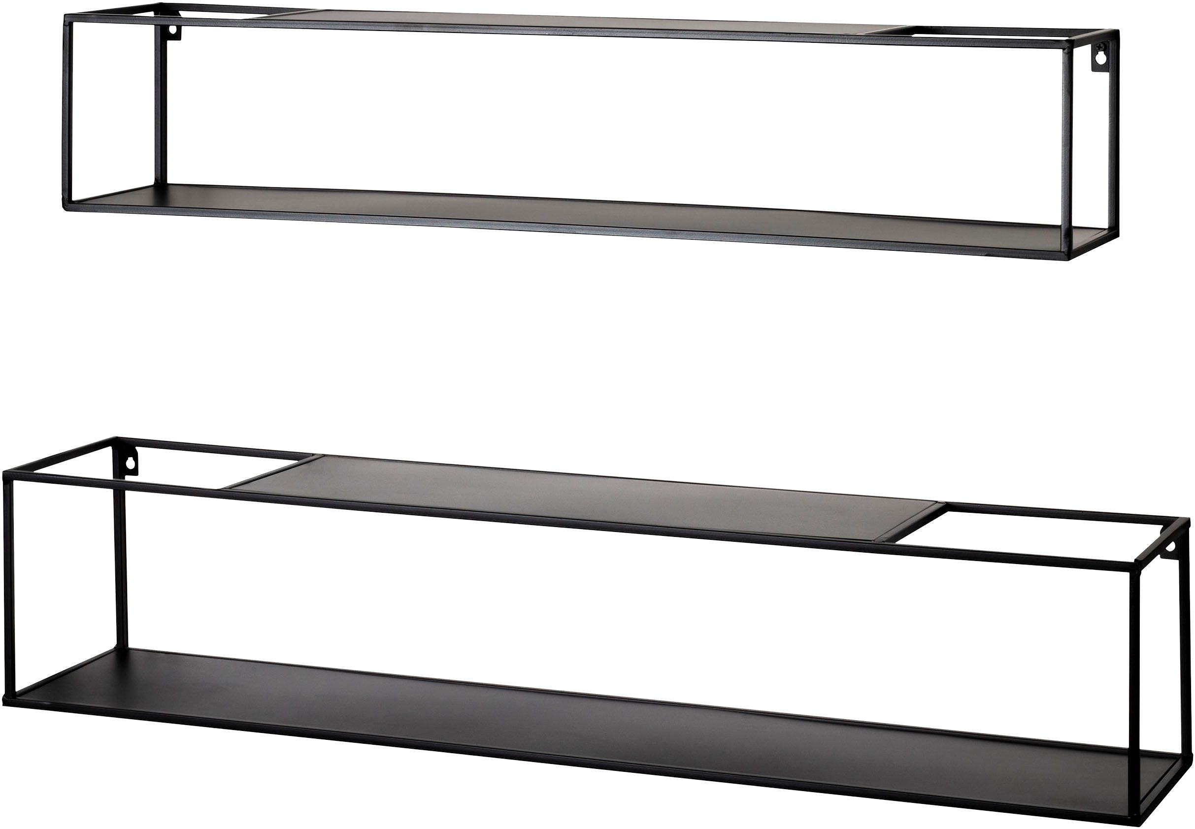 HAKU Wandregal Hängeregal, Wandboard, Set, rechteckig - aus Metall Schwarz - B/T/H 85/17/17 und 95/20/20 cm