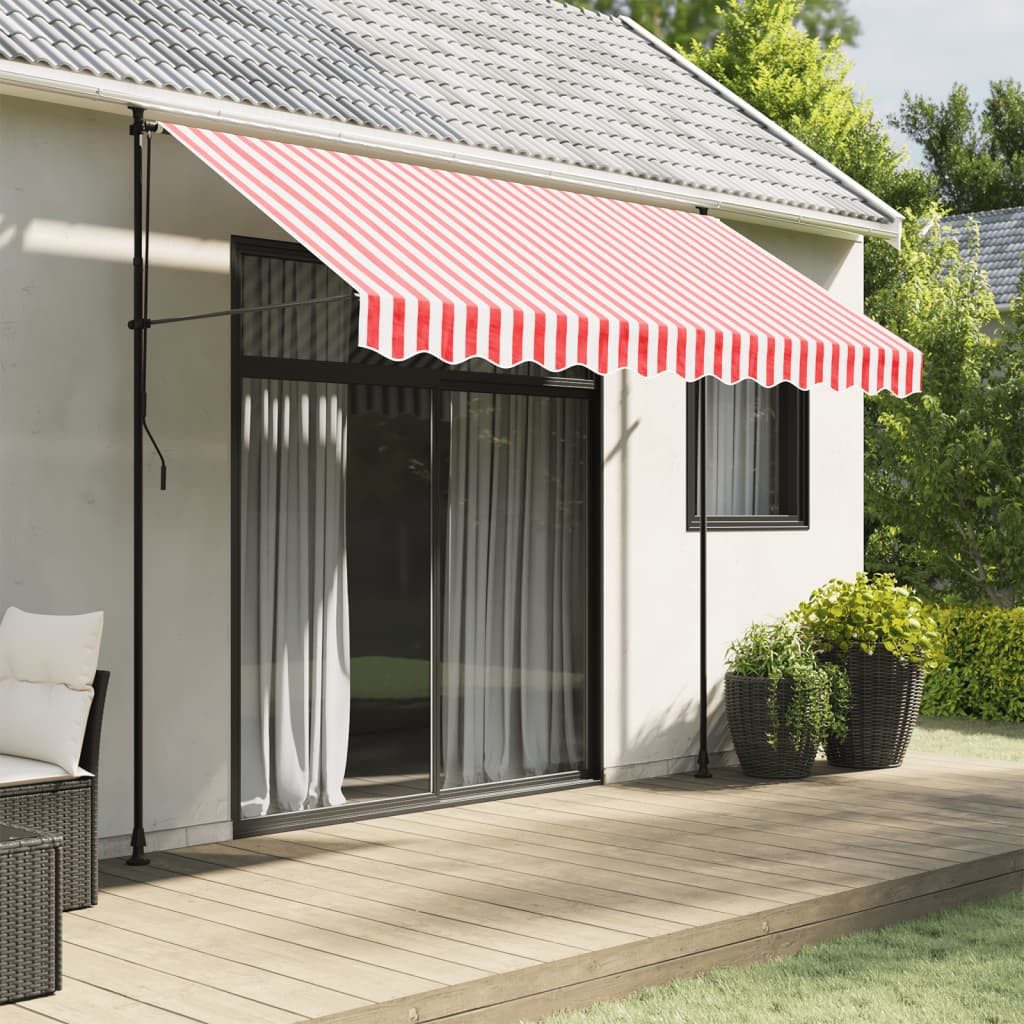 furnicato Markise Markisenvolant 280 x 20 cm Rot Weiß wasserfest UV-beständig