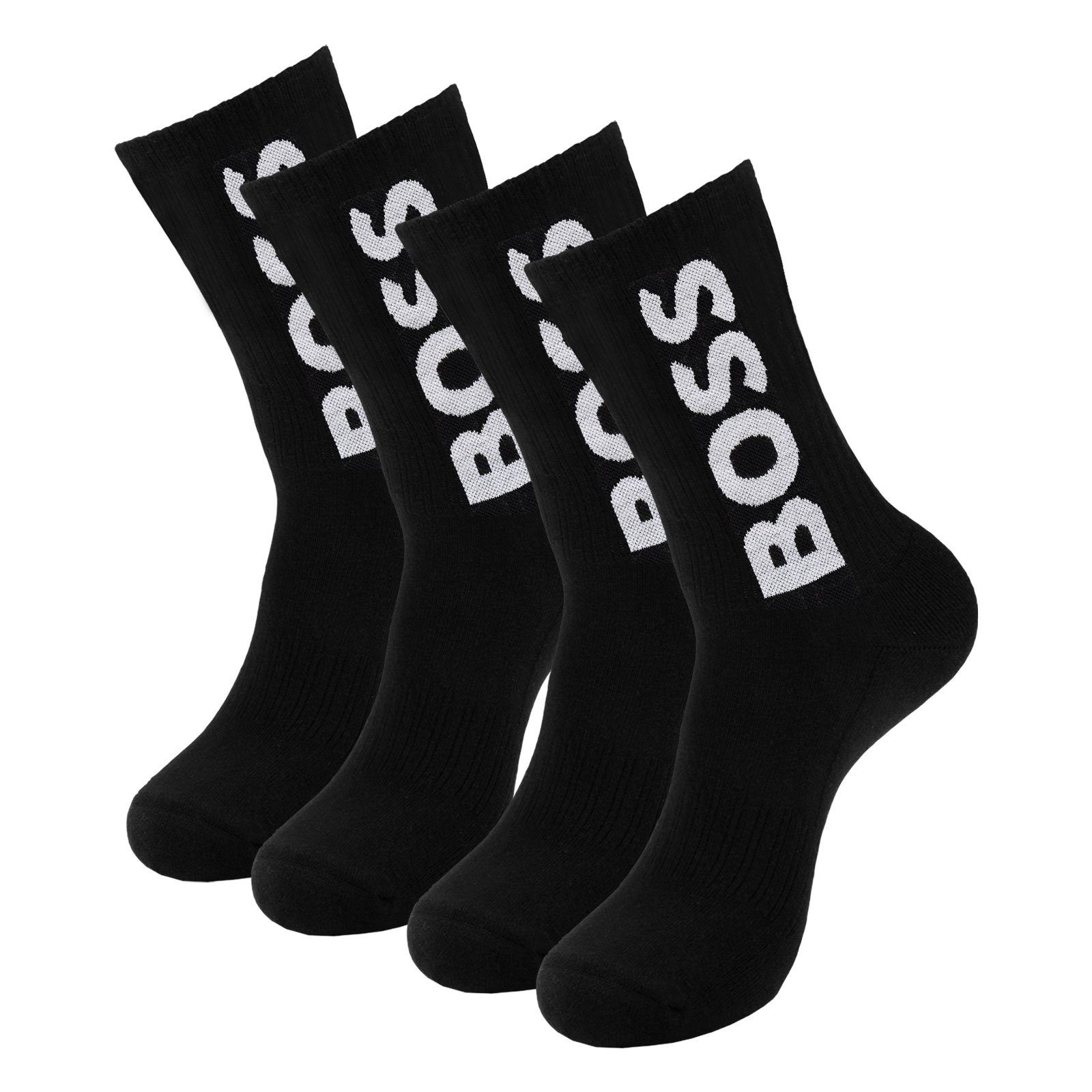 BOSS Langsocken QS Rib Logo CC (2-Paar) mit großem BOSS Logo