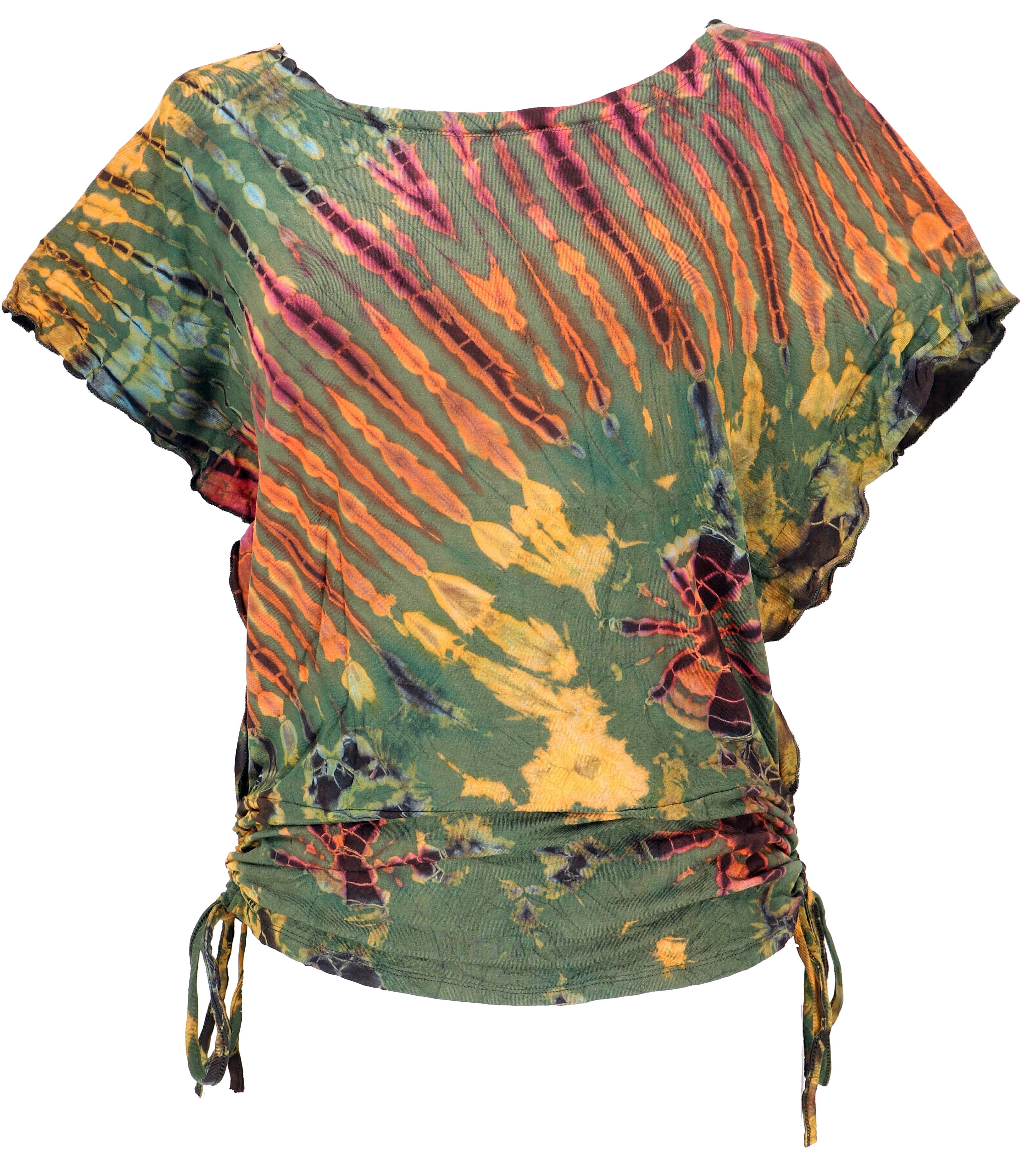 Guru-Shop T-Shirt Batikshirt mit Fledermausärmeln, lockeres.. alternative Bekleidung, Festival, Ethno Style, Hippie