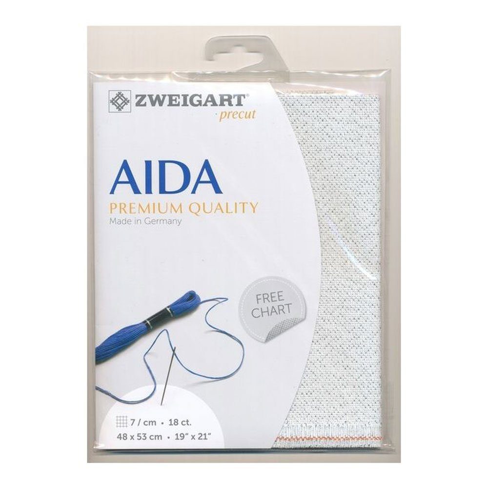 Zweigart Kreativset AIDA Zweigart Precute 18 ct. Fein-Aida 3793 Farbe 17 weiß silber lurex, (embroidery kit by Marussia)