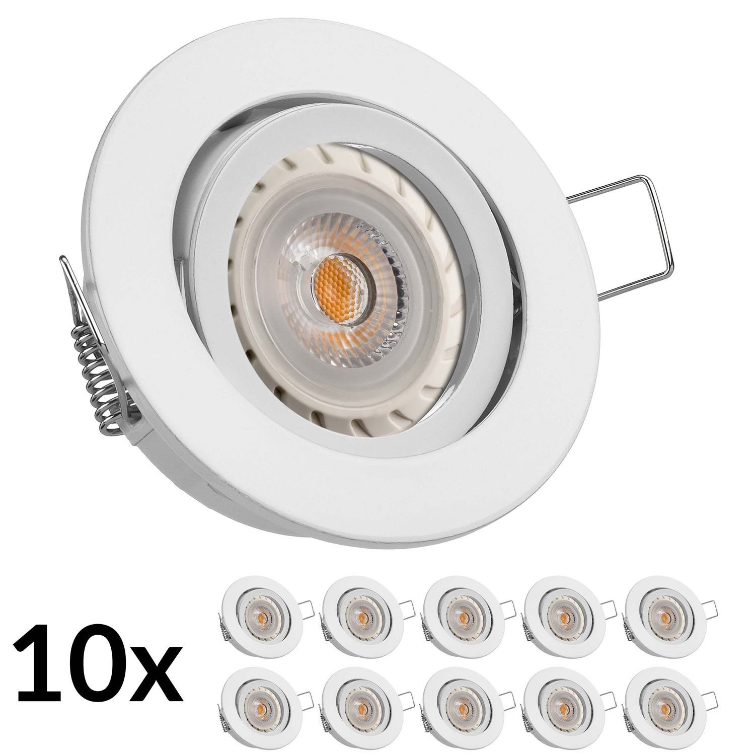 LED Weiss Weiß v Einbaustrahler mit Markenstrahler Einbaustrahler LED GU10 LEDANDO LED 10er / Set