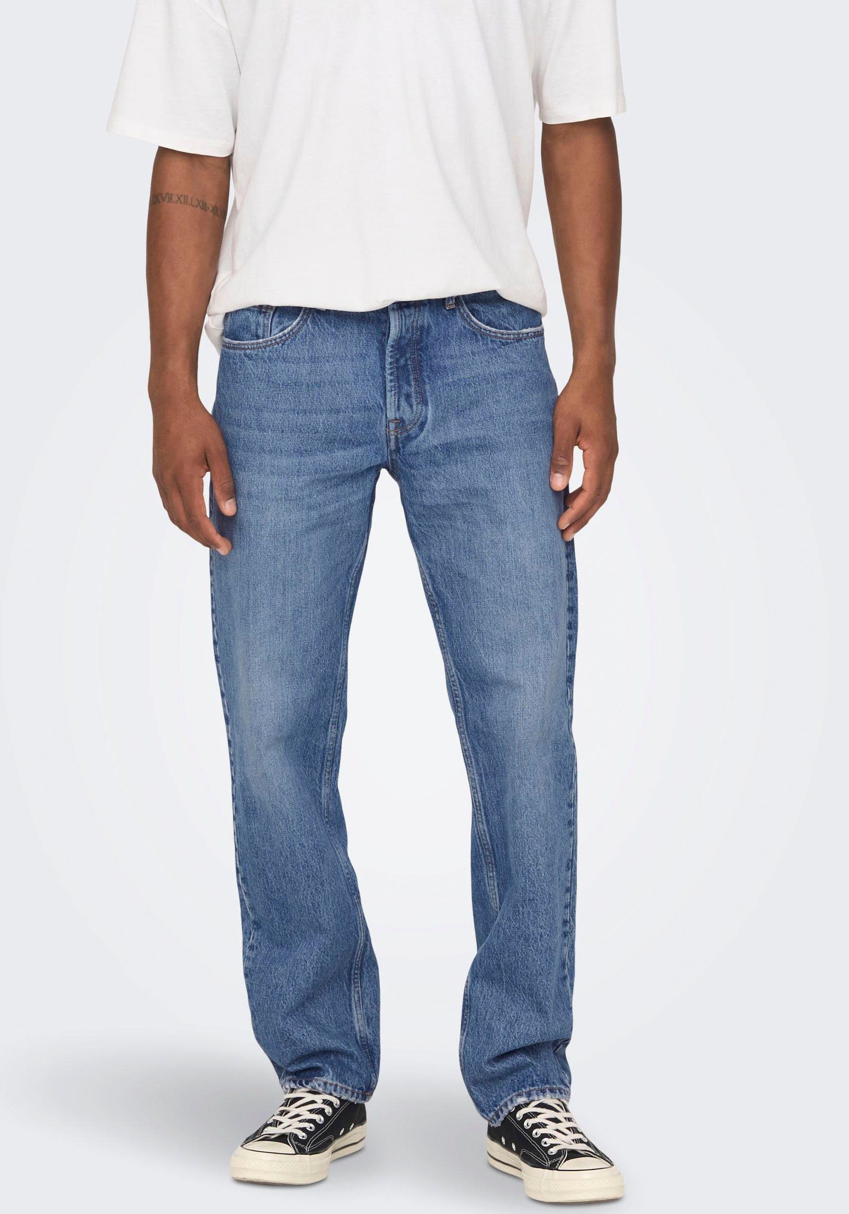 ONLY & SONS Regular-fit-Jeans ONSEDGE STRAIGHT BROMO 0017 DOT DNM NOOS günstig online kaufen