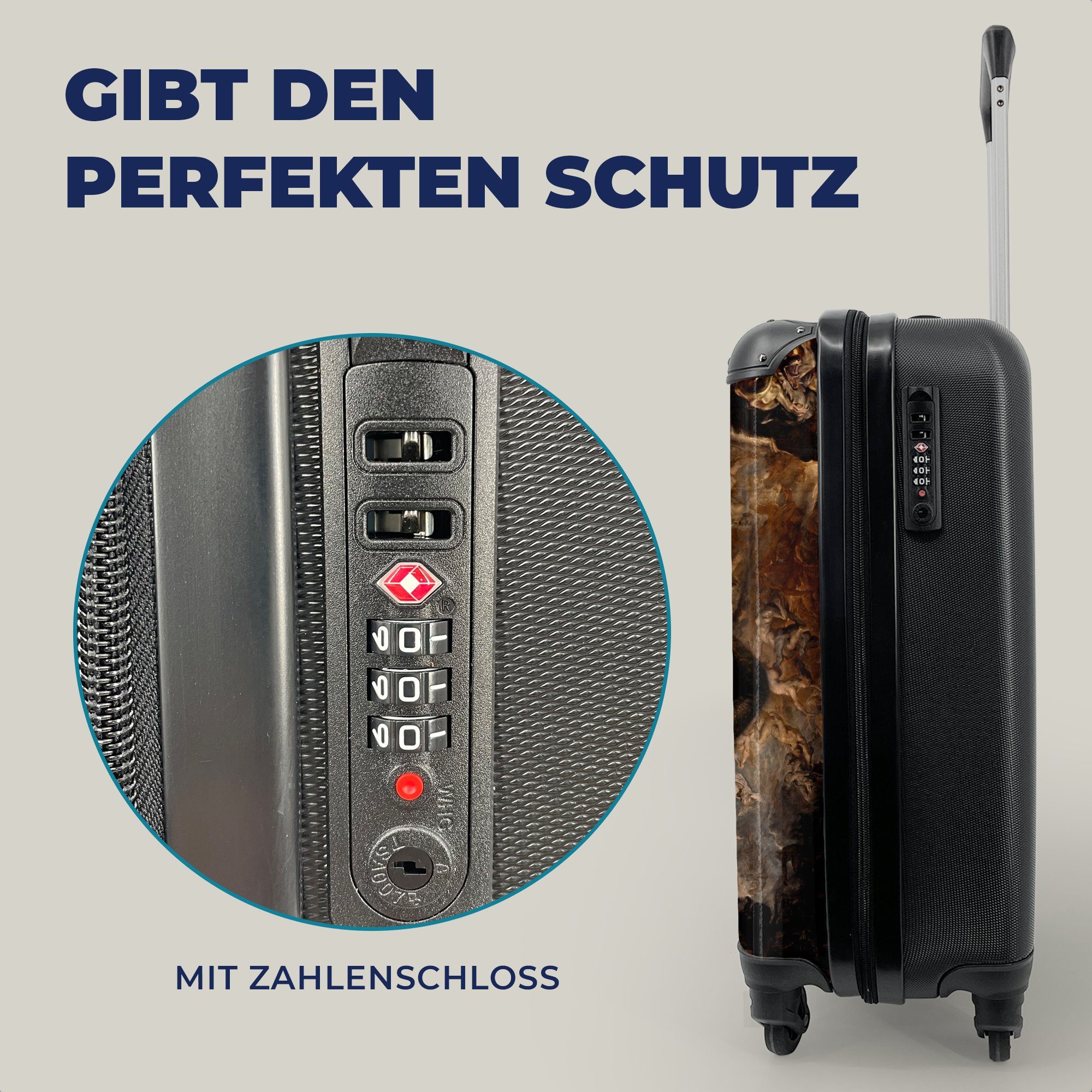 Ferien, Lippen Rollen, - 4 Gold rollen, - Handgepäckkoffer mit Reisekoffer Luxus, Handgepäck MuchoWow für Trolley, Reisetasche