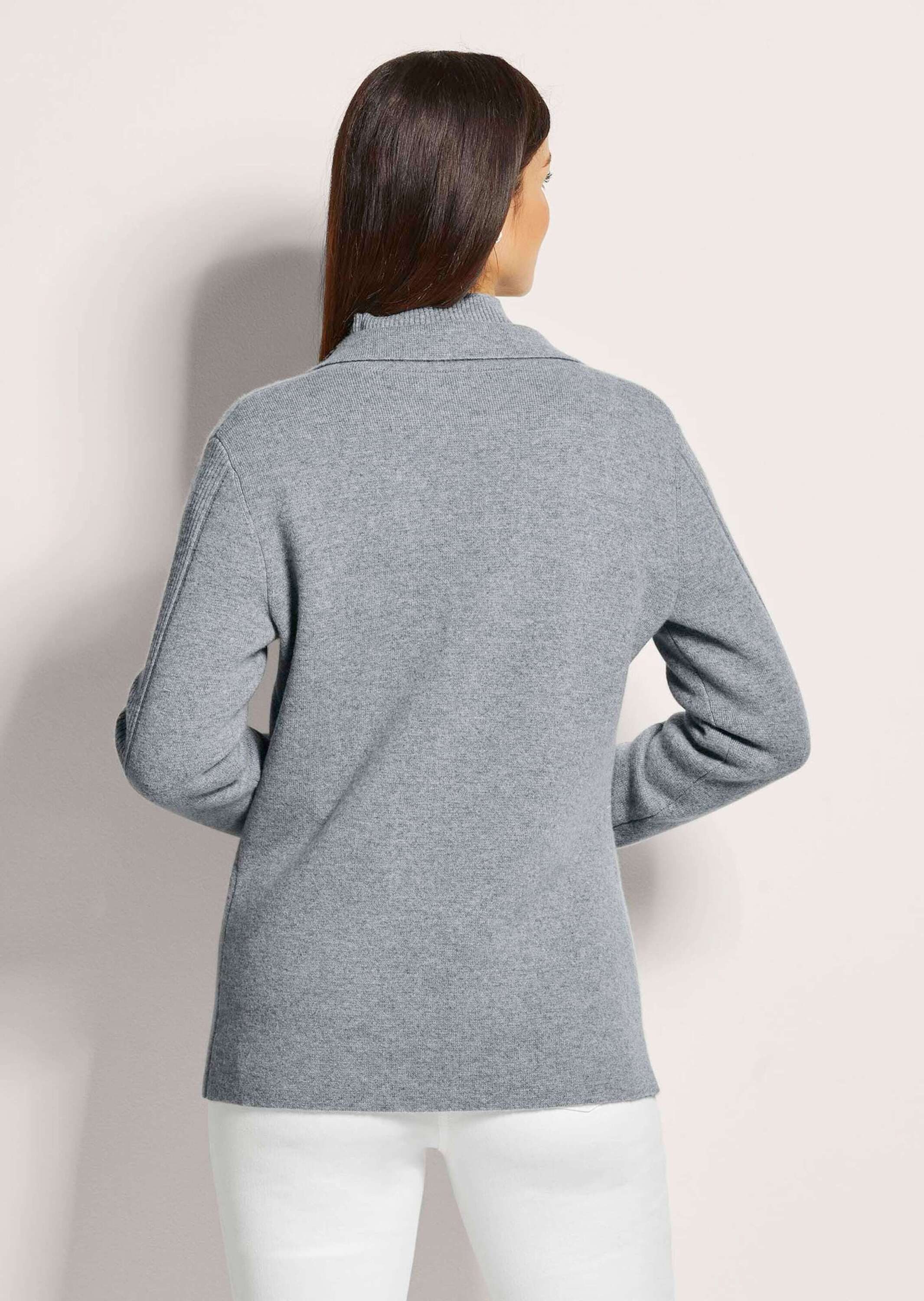 MADELEINE Strickjacke Strickjacke aus Merinowolle und Kaschmir Blazer mit Reverskragen, Pointelle-Muster, 1-Knopf-Verschluss