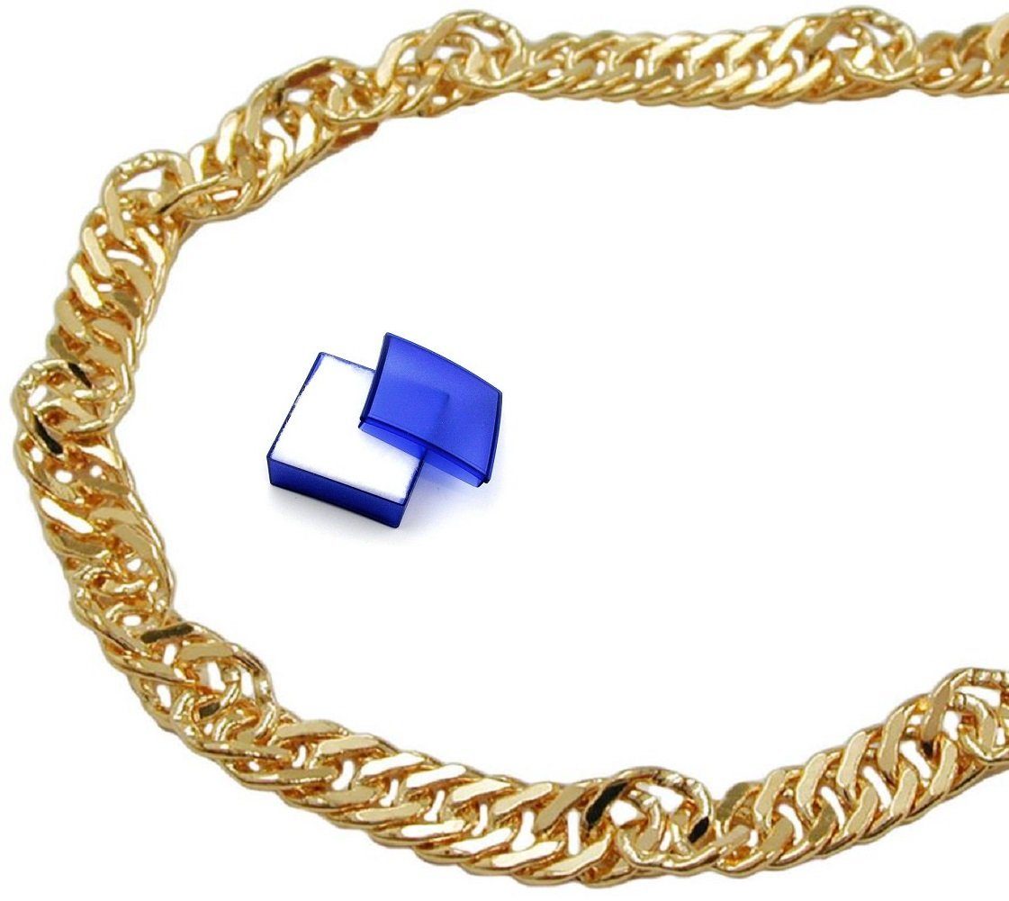 Kette 2,3 55 ohne Kette Herren Singapurkette für mm Damen unbespielt vergoldet inklusive cm Anhänger Halskette Modeschmuck diamantiert Schmuckbox, und AMD