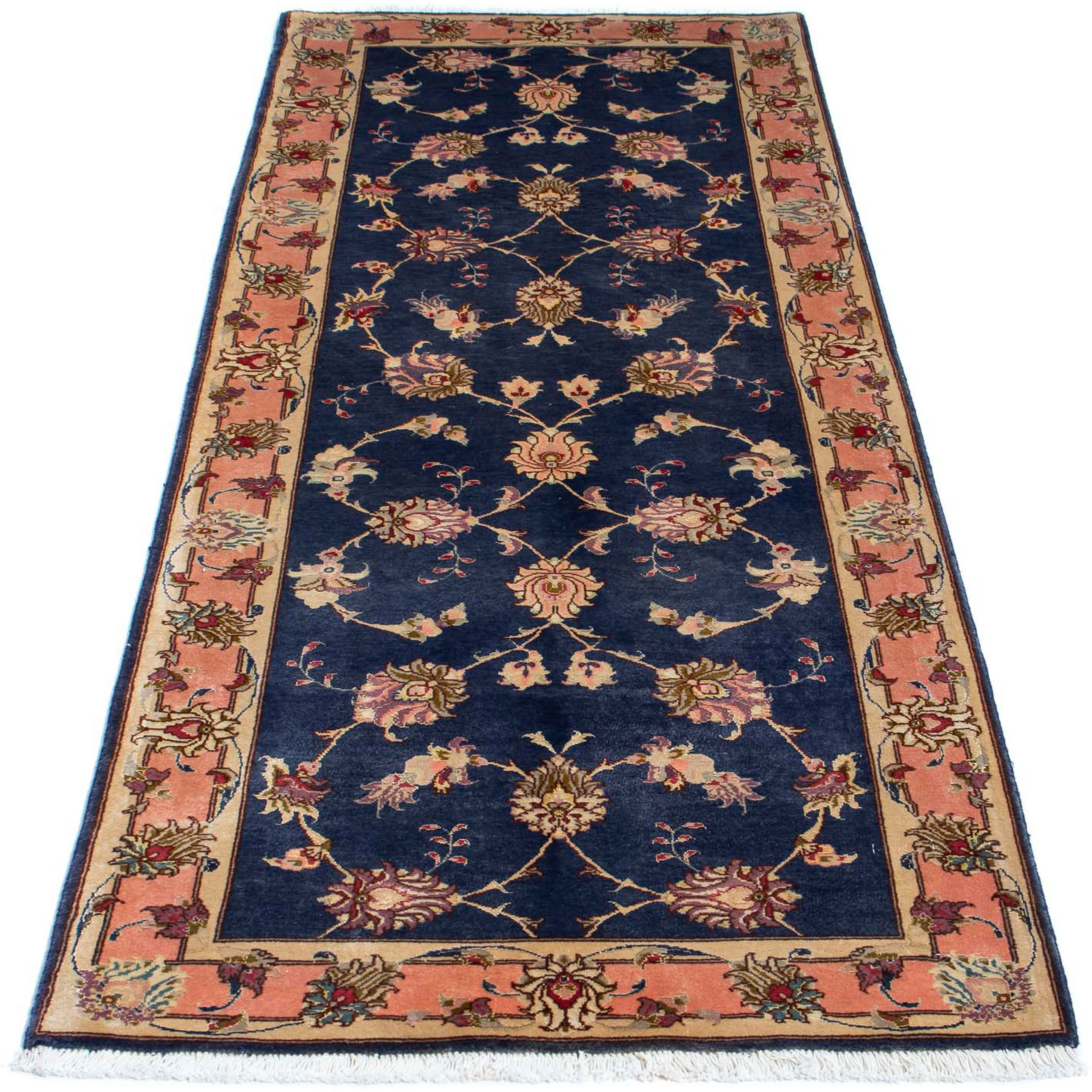 Orientteppich Perser - Täbriz - Royal - 198 x 76 cm - dunkelblau, morgenland, rechteckig, Höhe: 7 mm, Wohnzimmer, Handgeknüpft, Einzelstück mit Zertifikat