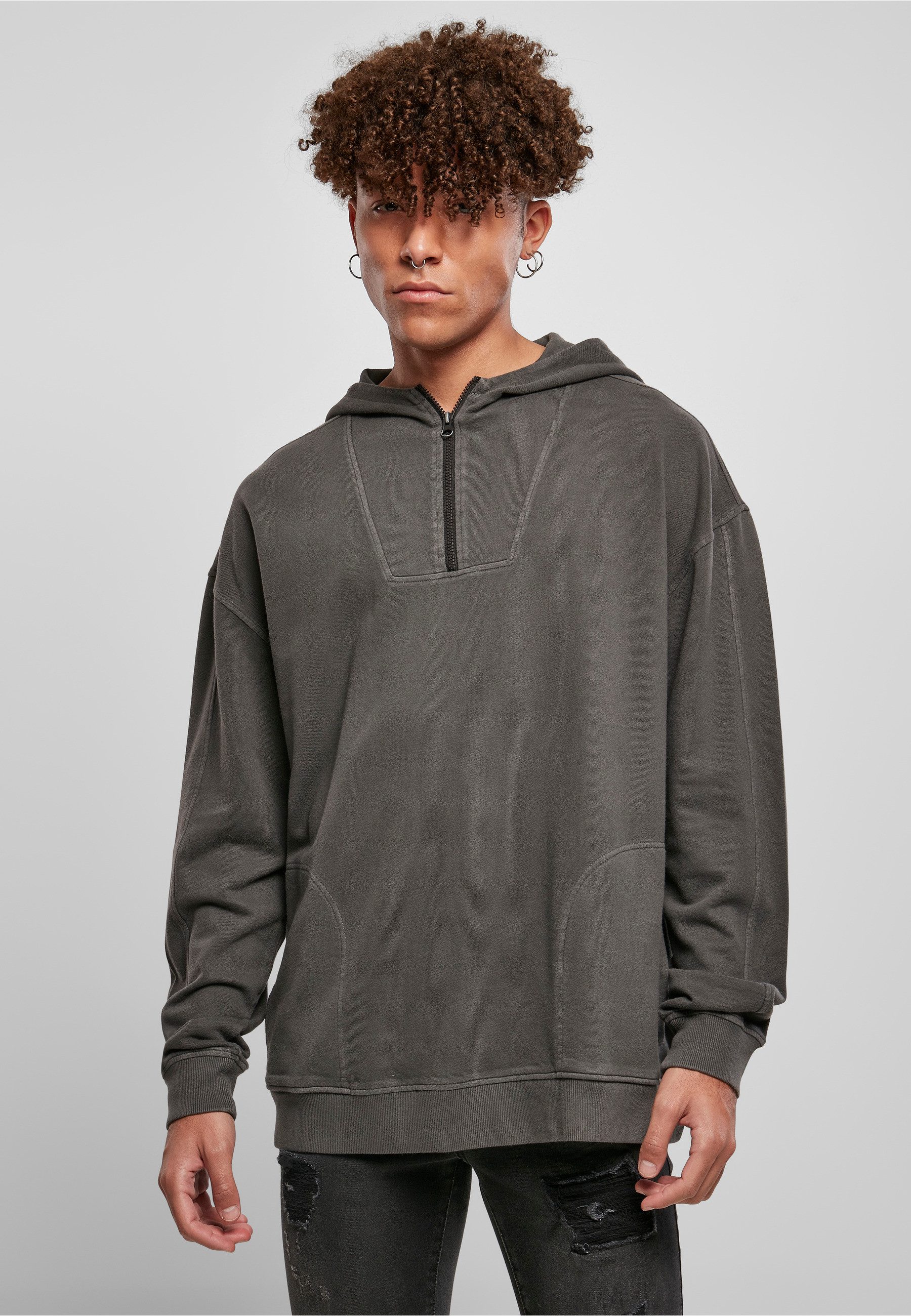 URBAN CLASSICS Rundhalspullover Urban Classics Herren Overdyed Camp Hoody (1-tlg)
