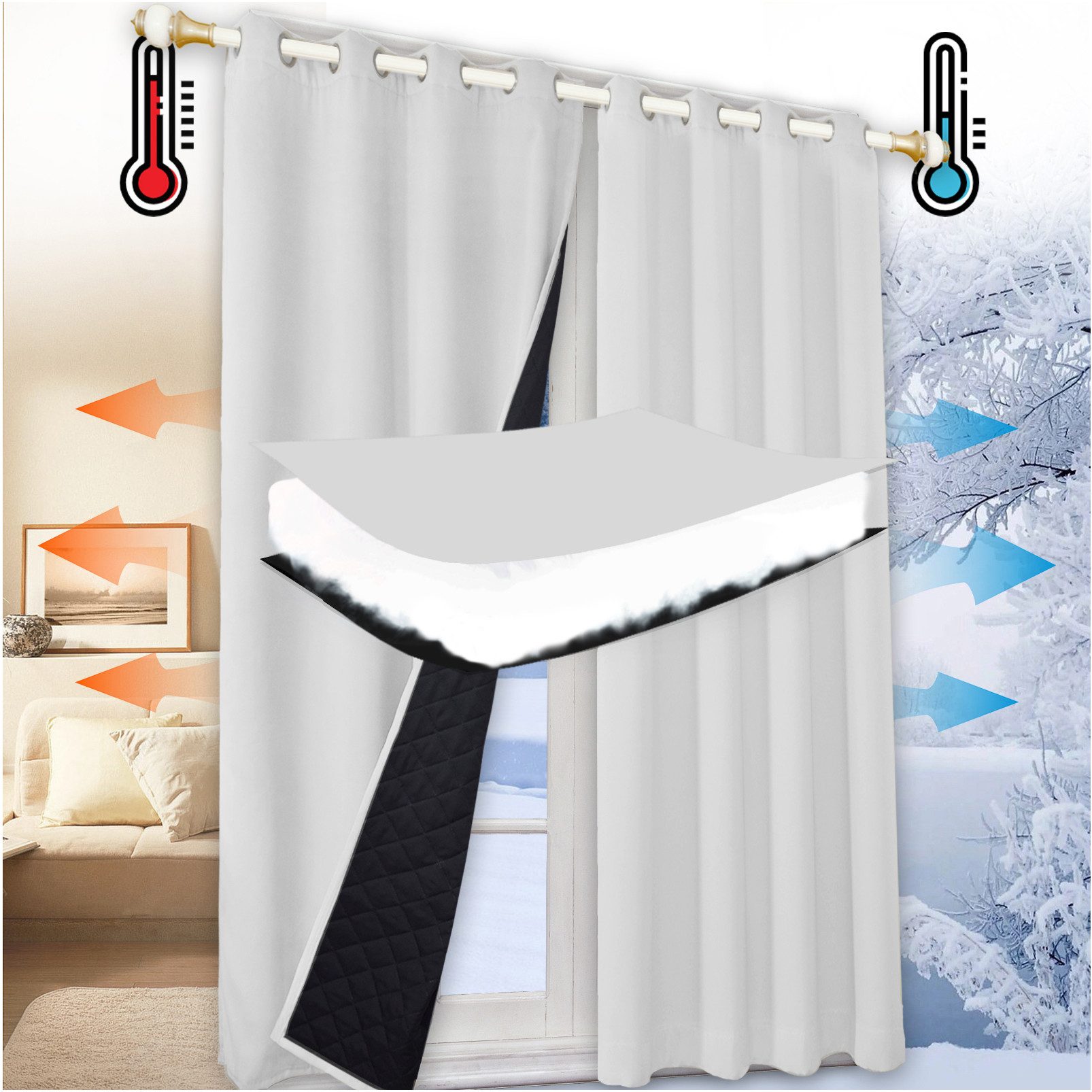 Jibenhome Vorhang Schlafzimmer Vorhänge Blickdicht, Thermogardinen günstig online kaufen