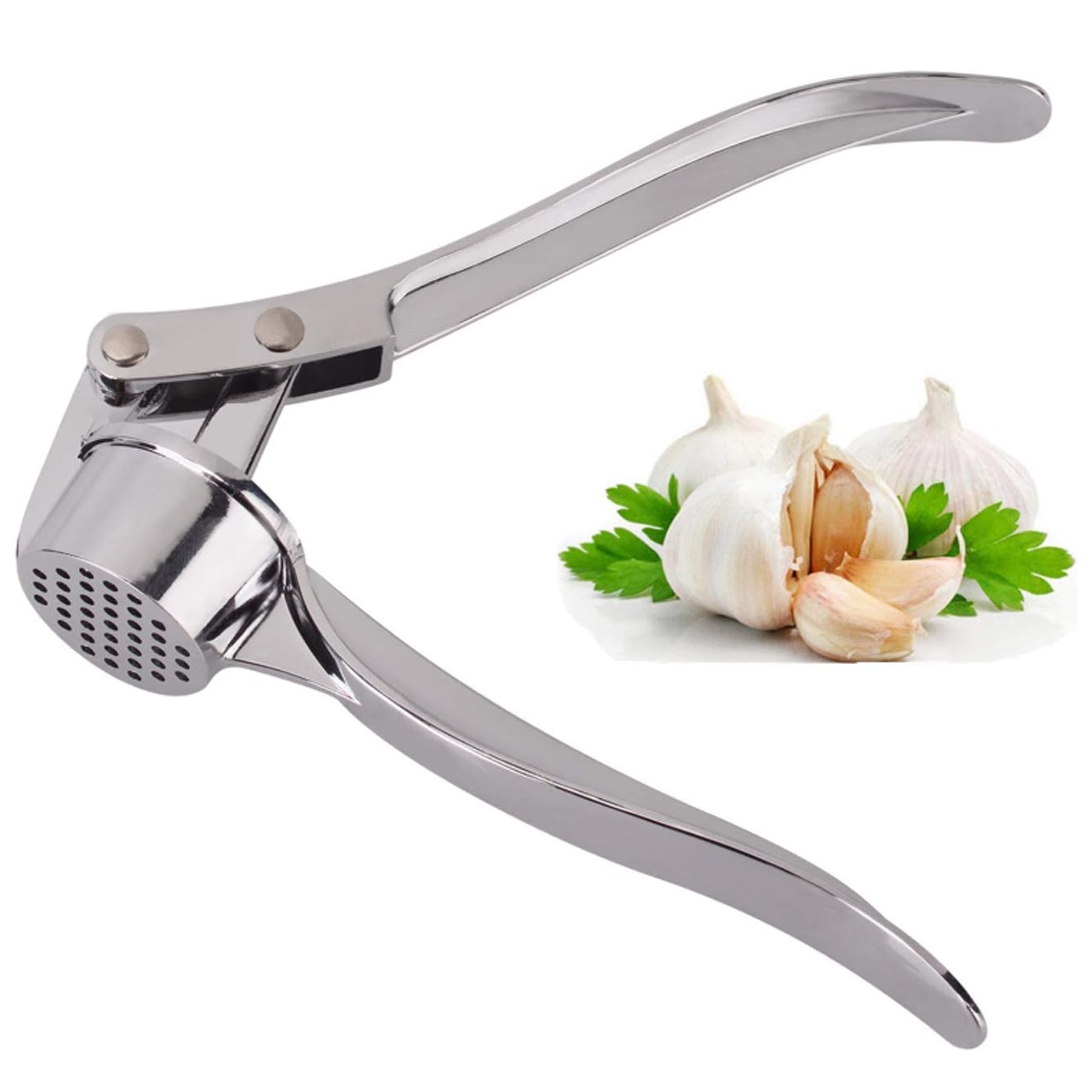 KINSI Knoblauchpresse Knoblauchpresse Edelstahl Manuell,Multifunktionaler Knoblauchstampfer, Für Zwiebeln,Nüsse und Kräuter