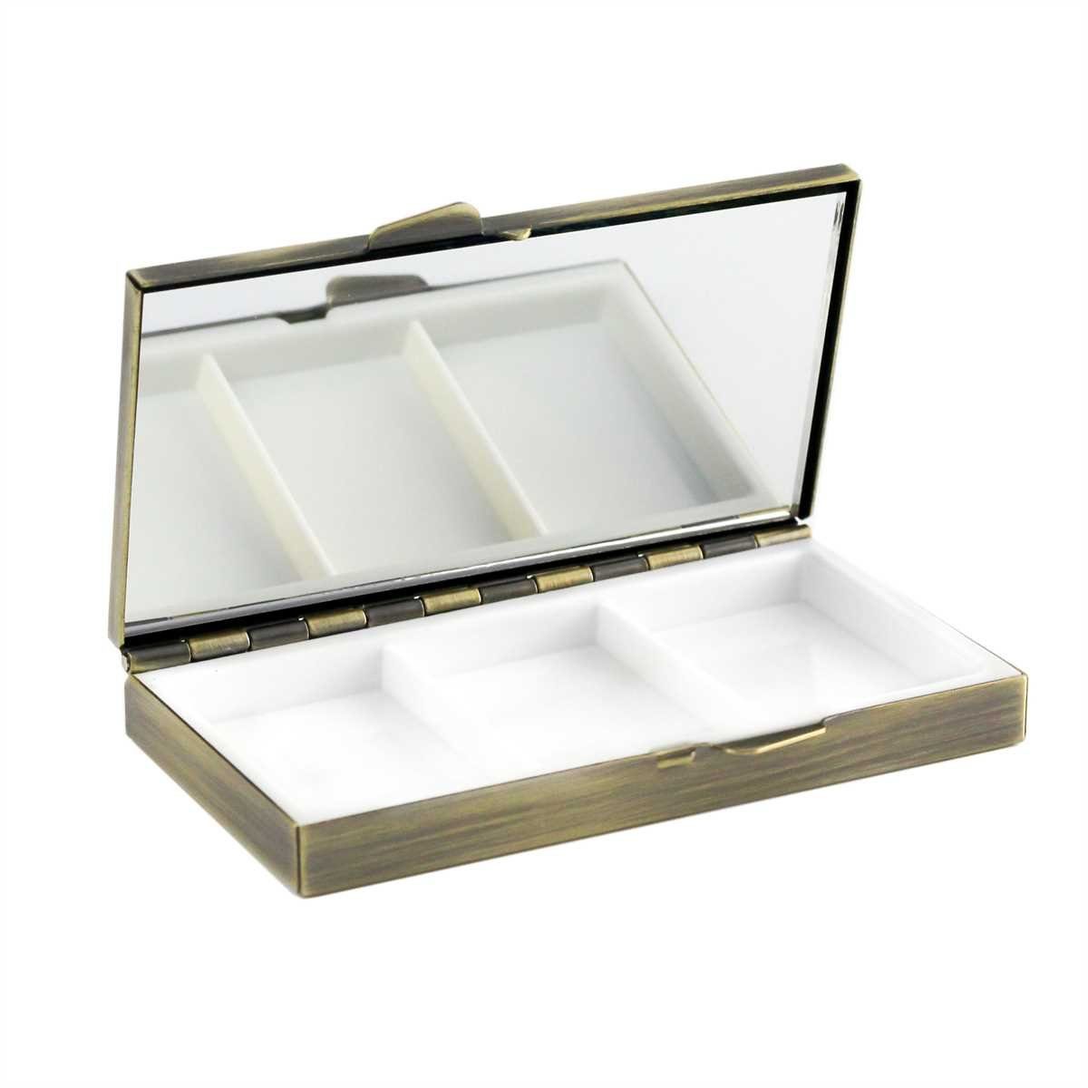 Lantelme Pillendose Medikamentenbox mit Spiegel (1 St), Messing