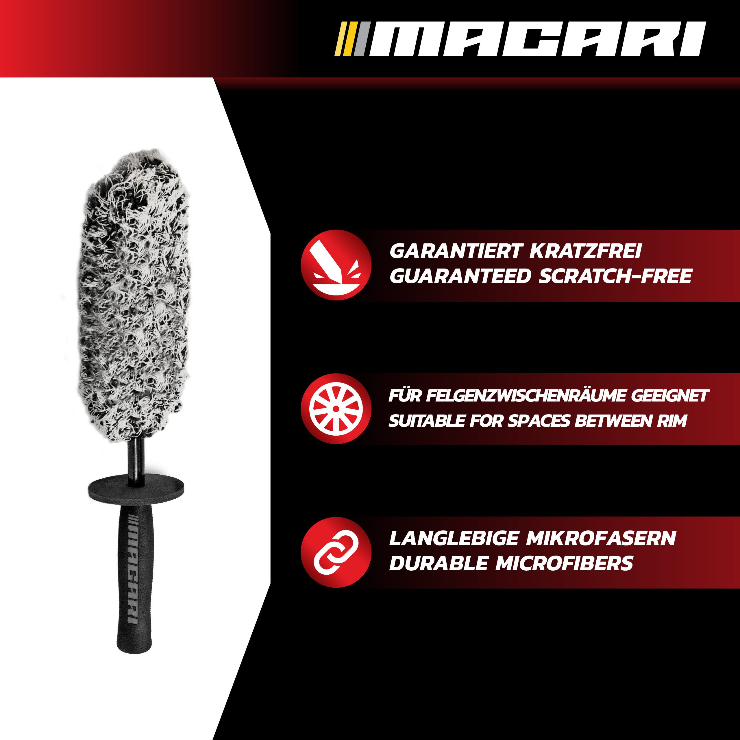 Macari Rim Brush EXTRA THIN Premium Microfiber Car Rim Brush