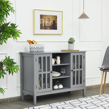 COSTWAY TV-Schrank 3-stufig, mit Türen und Regalen, 109 x 40 x 77 cm