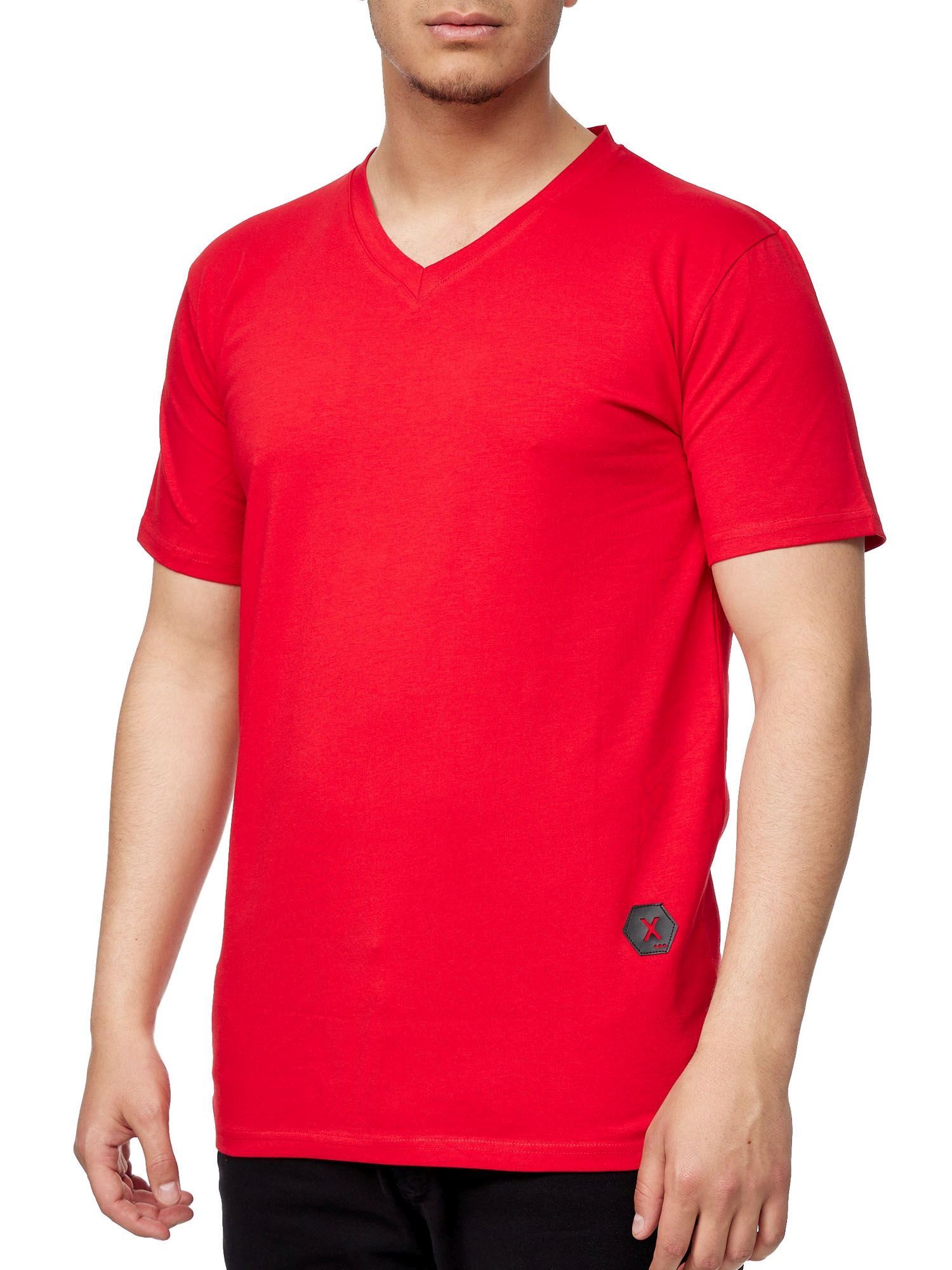 Rot T-Shirt für Casual Shirt T Polo Polo Poloshirt Freizeit Tee, 1-tlg) Herren Kayna Tshirt John Kurzarmshirt Fitness Männer Kayna (Shirt John Tee T-Shirt