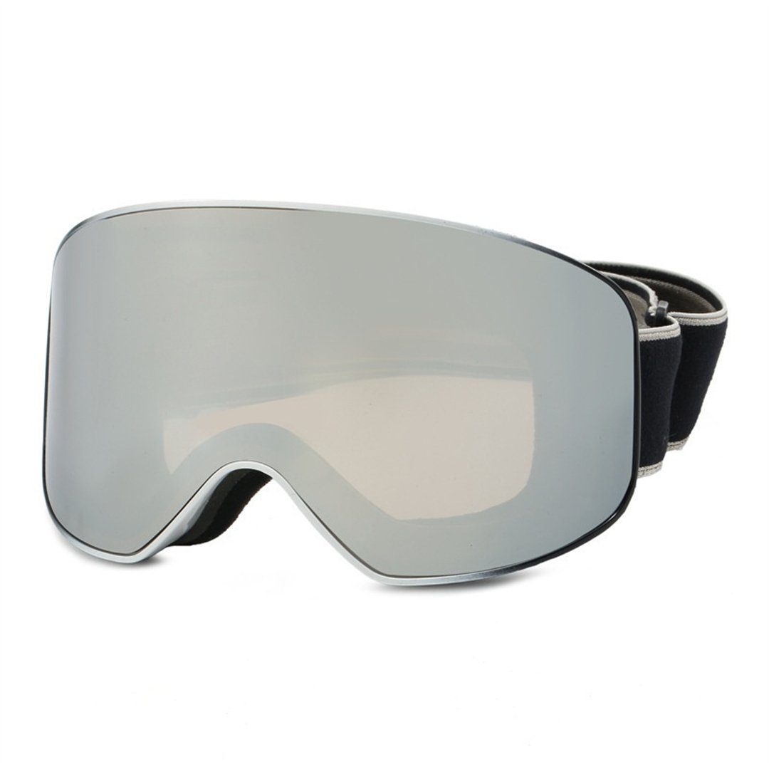 L.Ru UG Skibrille Winter skibrille damen skibrille herren Kurzsichtigkeitsbrille, (Fahrradbrille;Motorradbrille;Schwimmbrille;Skibrille), Doppelschichtige Antibeschlag-Sport-Outdoor-Fahrradbrille Silber
