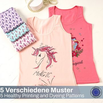 LOREZA Unterhemd 5er Set Mädchen Unterhemden - Unicorn - Bunt (Set, 5-St)