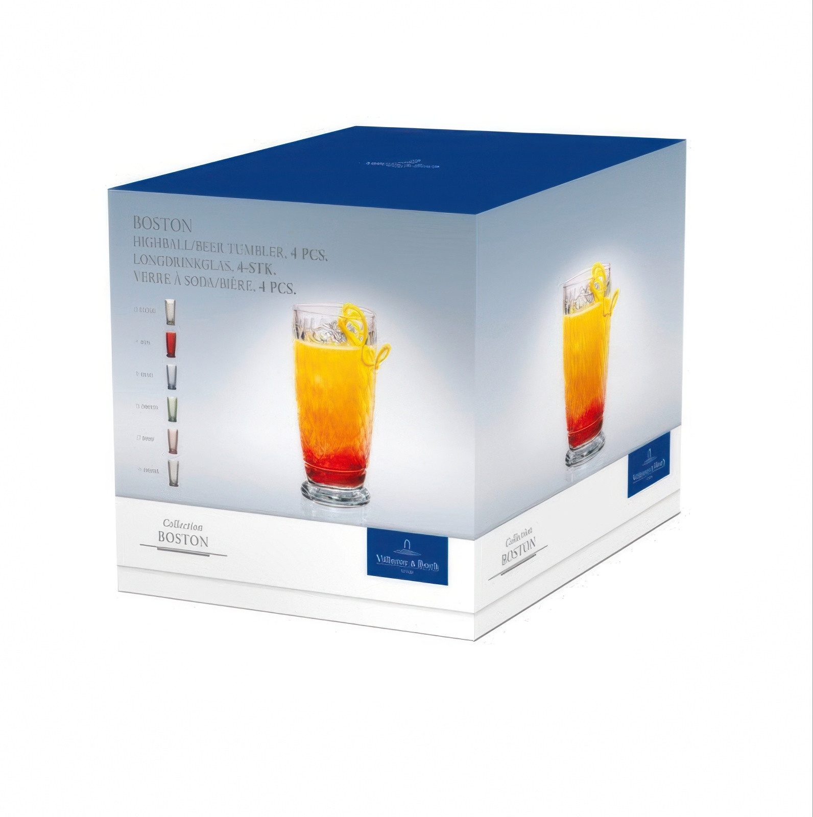 Villeroy & Boch Cocktailglas Boston Coloured, Kristallglas, Spülmaschinengeeignet, Rot, Boston, H: 16.2cm