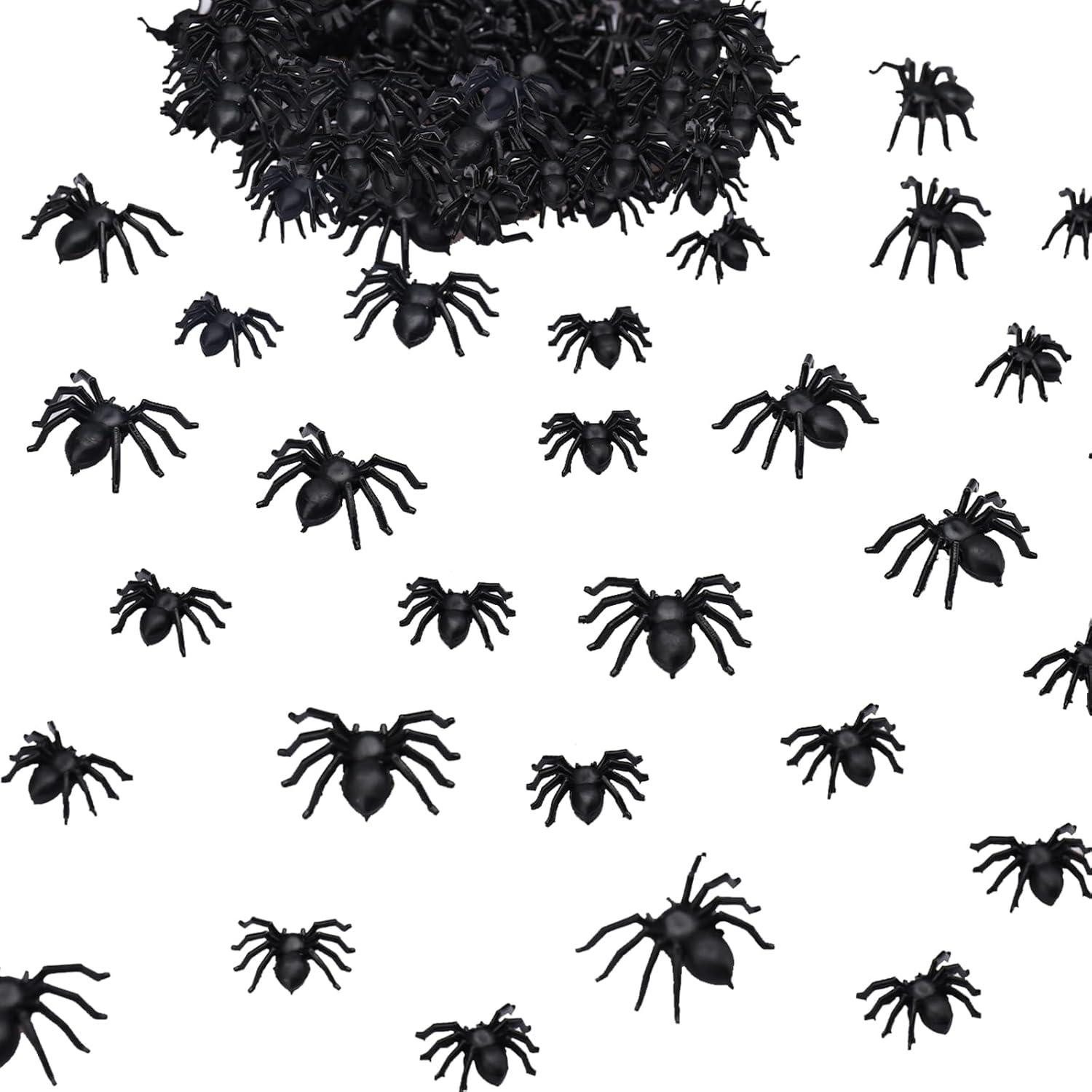 Dekohänger 100 Stück Halloween Deko Realistische Spinne 2 Größen Kunststoff