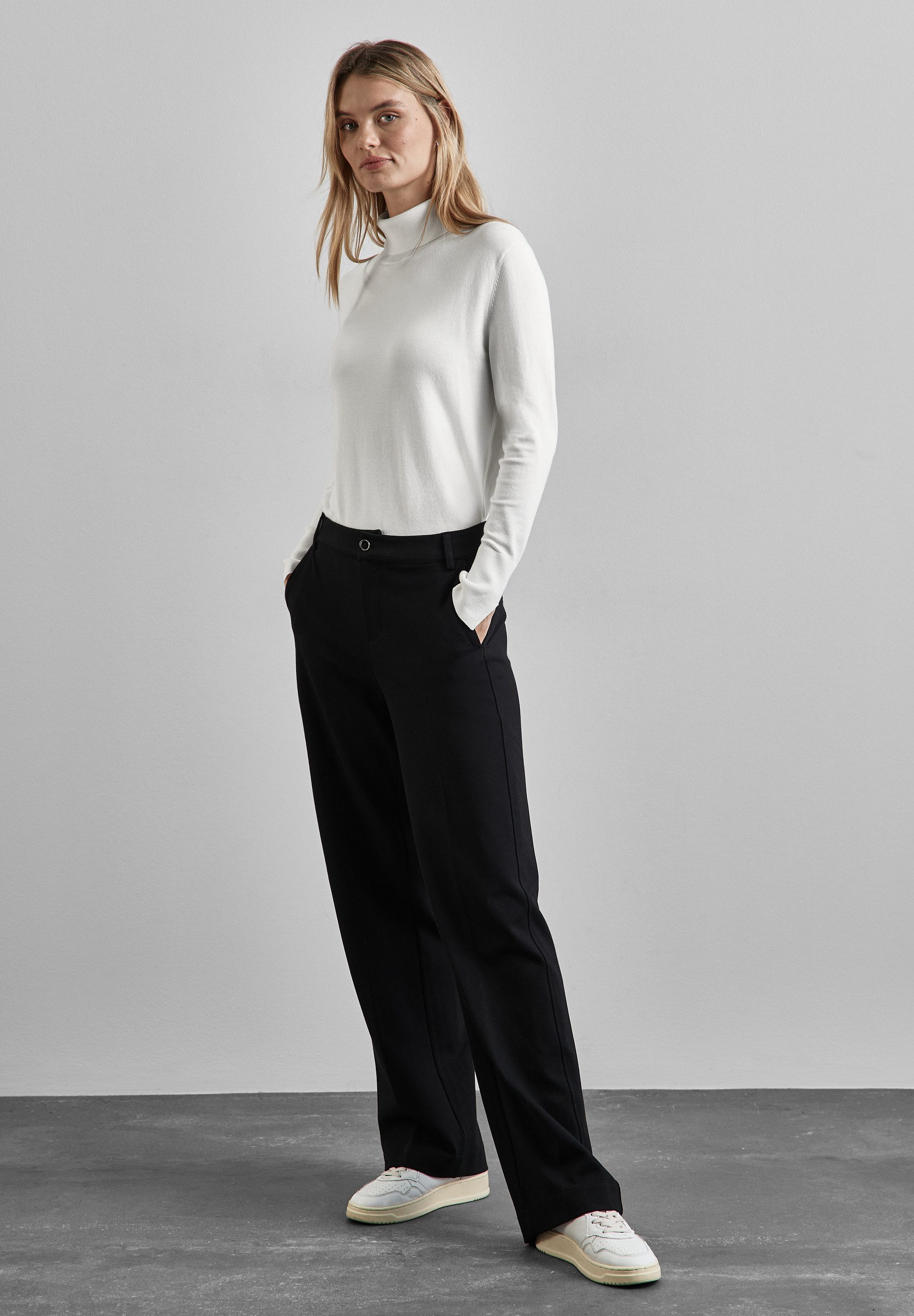 STREET ONE Rollkragenpullover mit Materialmix