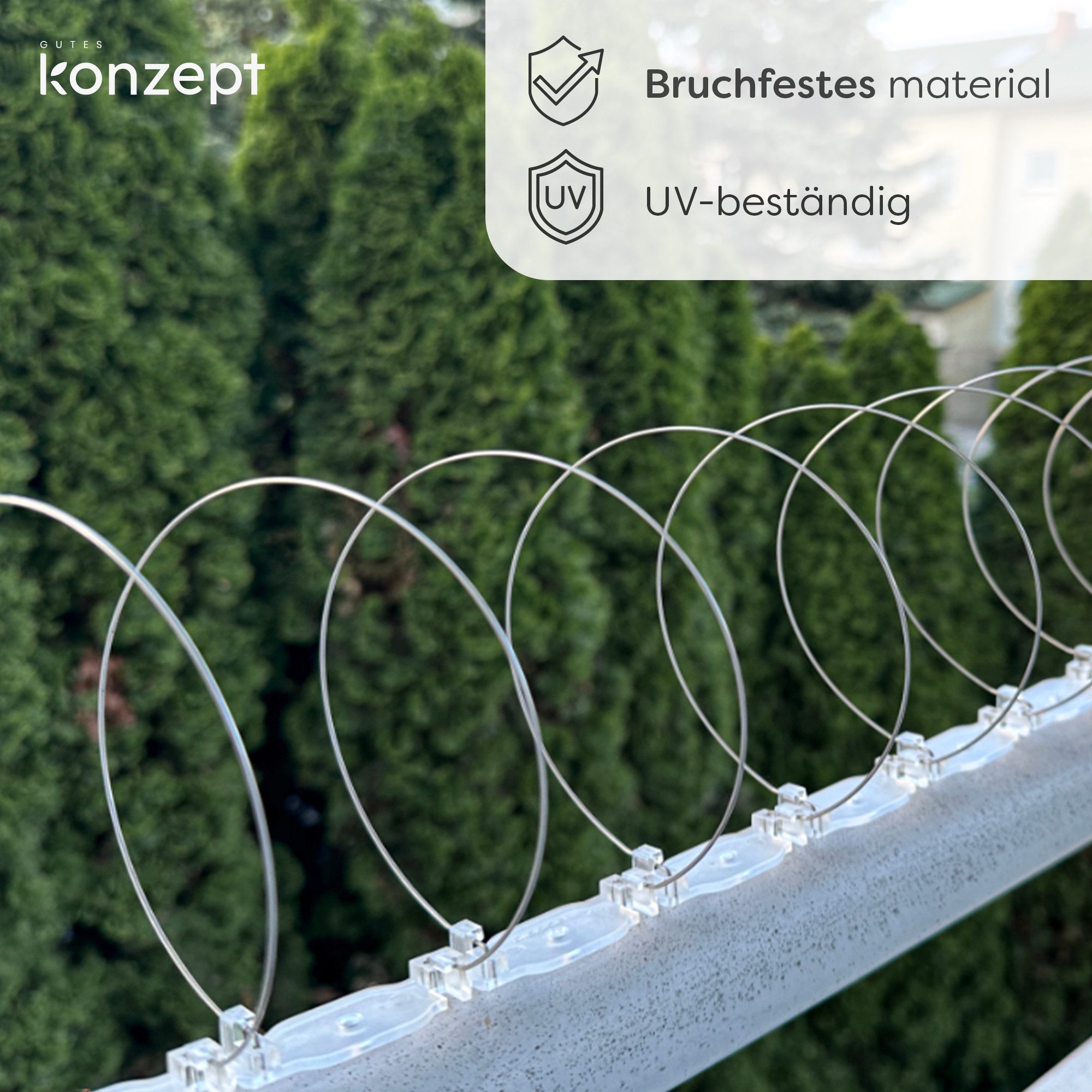 KONZEPT Taubenspikes Taubenabwehr 33 cm – Edelstahlspirale – Einfache Montage, 3-St., Spirale selbst ist 10 cm breit und sorgt für eine lückenlose Barriere – Bild 2 von 5
