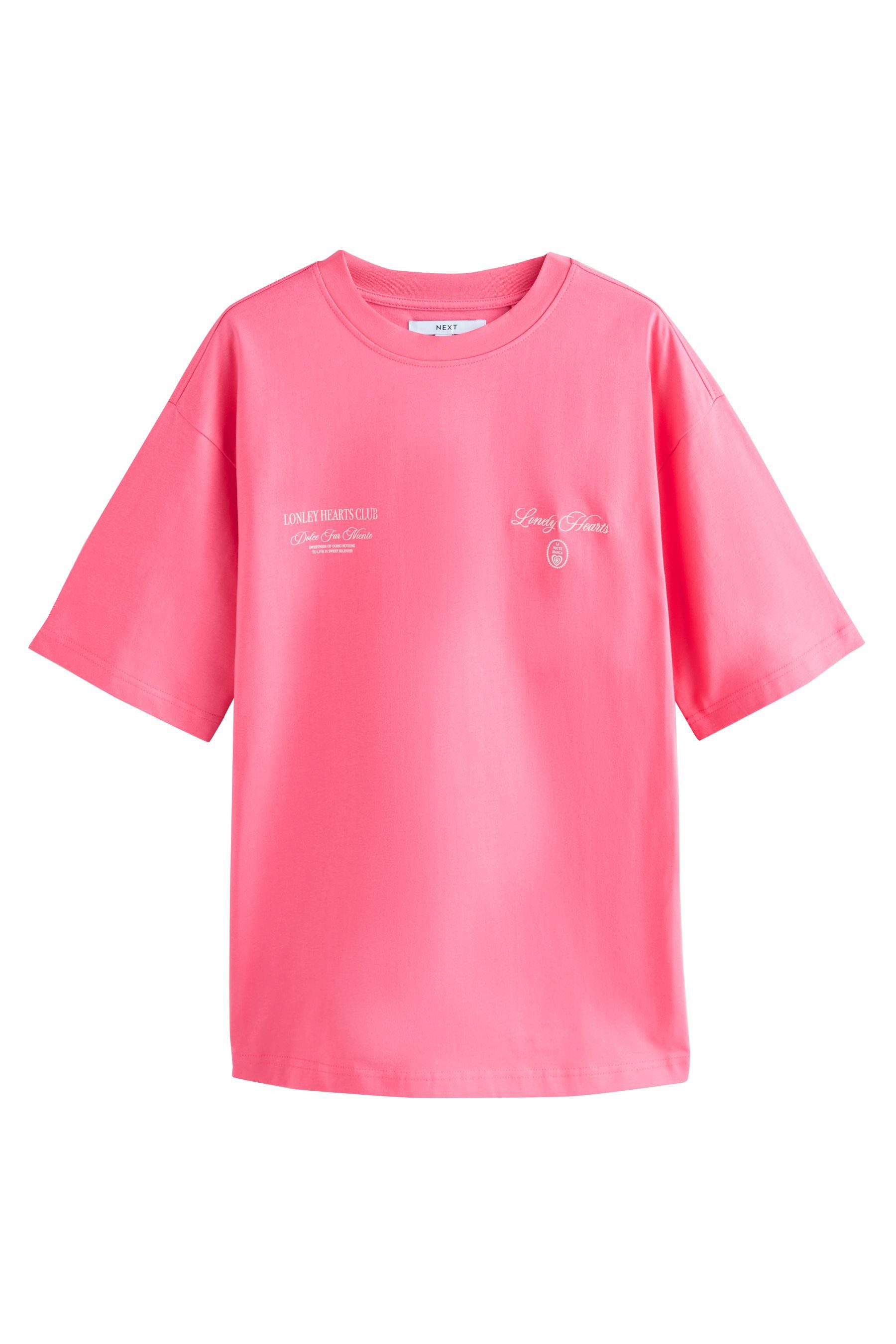 T-Shirt Oversized Fit Rundhals-T-Shirt mit Grafik