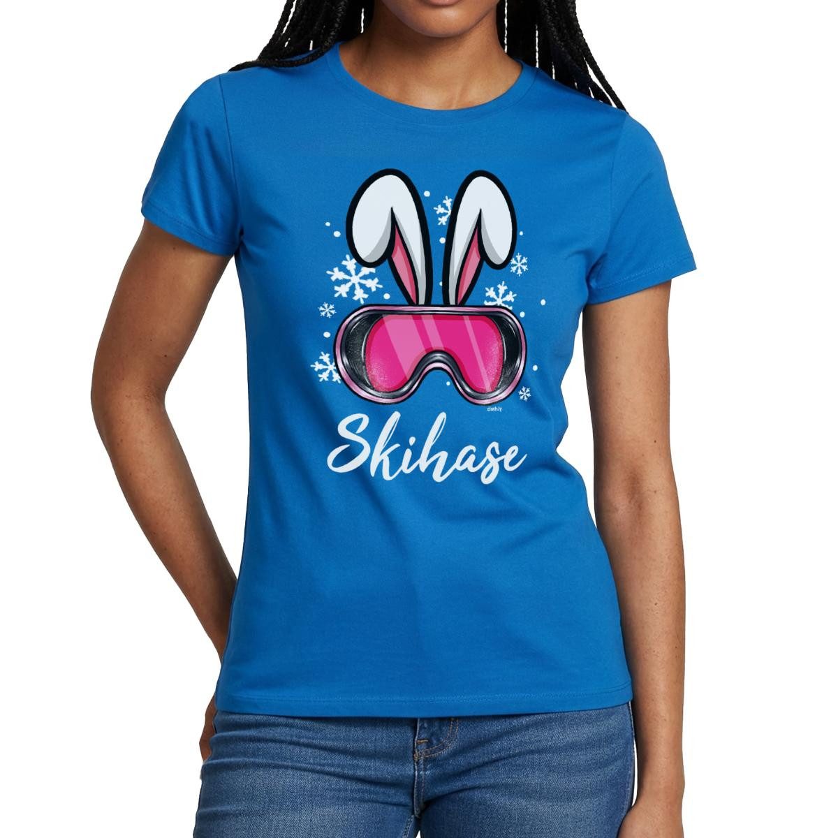 Spreadshirt T-Shirt Schneehase Skibrillen Design Frauen T-Shirt (1-tlg)