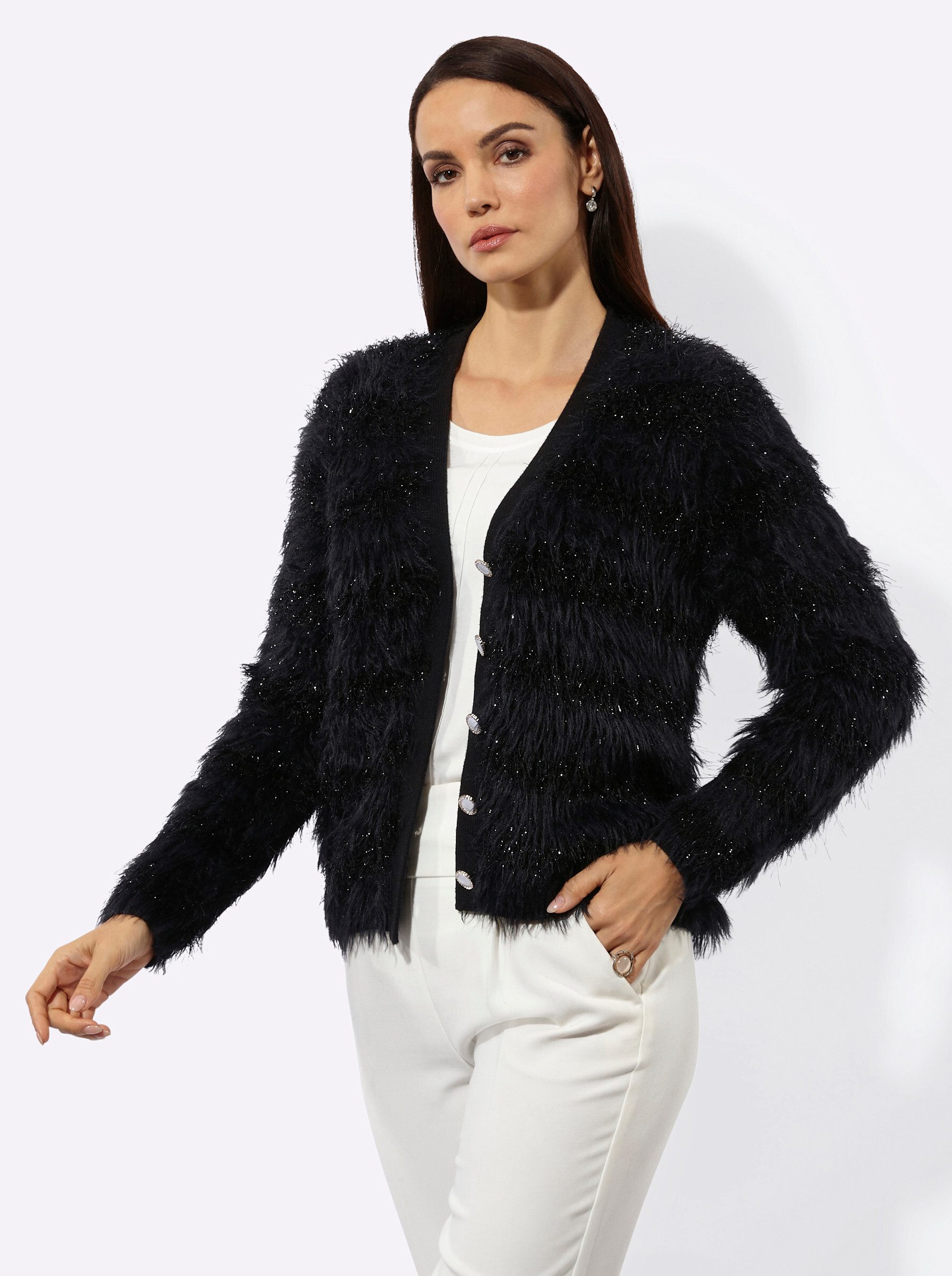 creation L Strickjacke Strickjacke Langarm Links-Strick