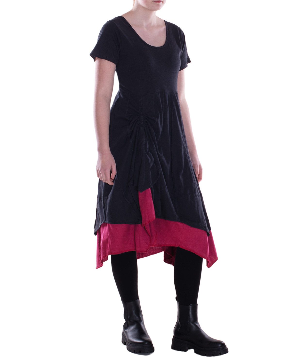 Vishes Midikleid Damen knielanges Kleid Baumwolle günstig online kaufen