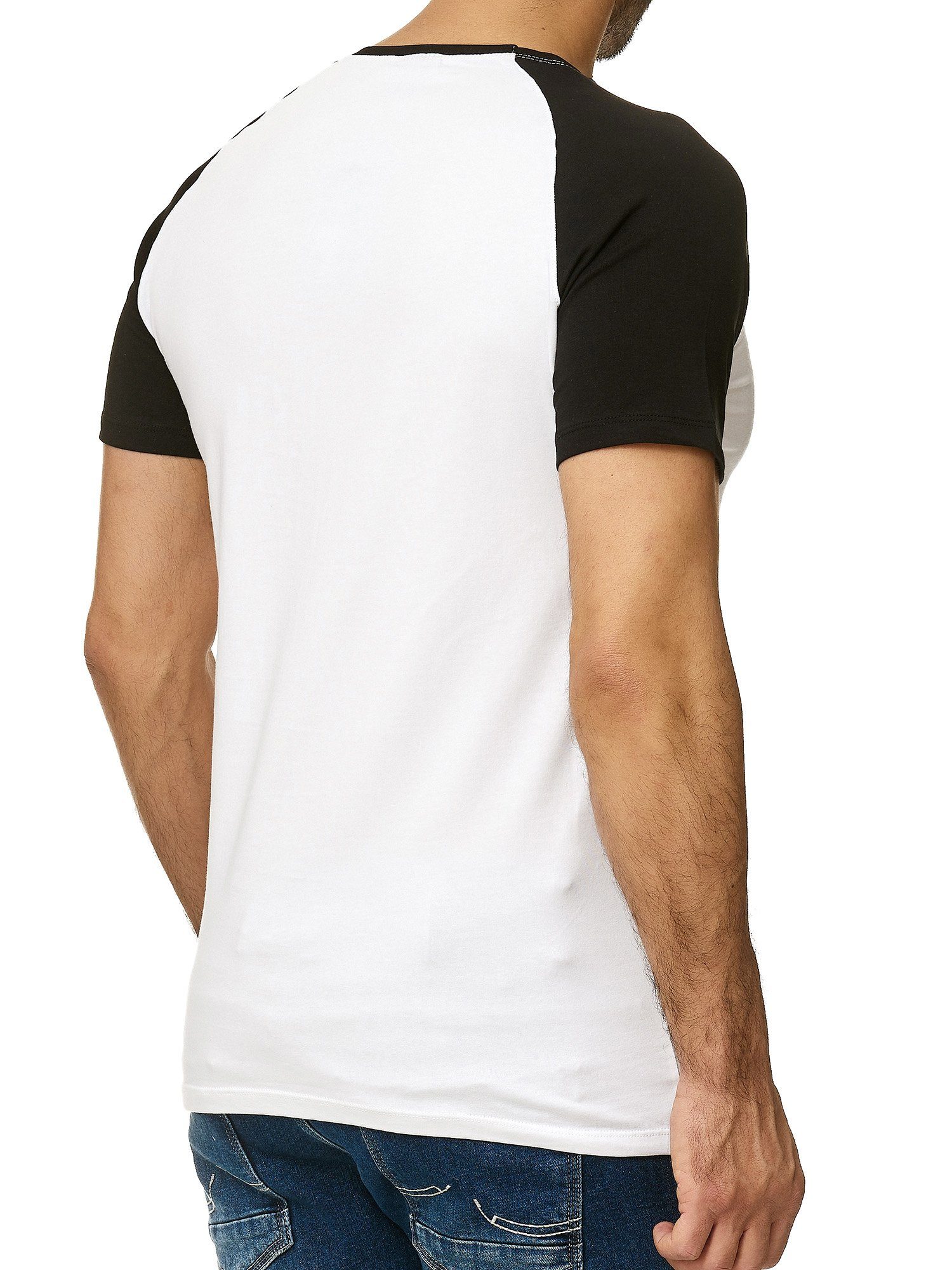 OneRedox T-Shirt 1302C (Shirt Polo Fitness Casual Kurzarmshirt Tee, Freizeit 1-tlg) Weiss Schwarz