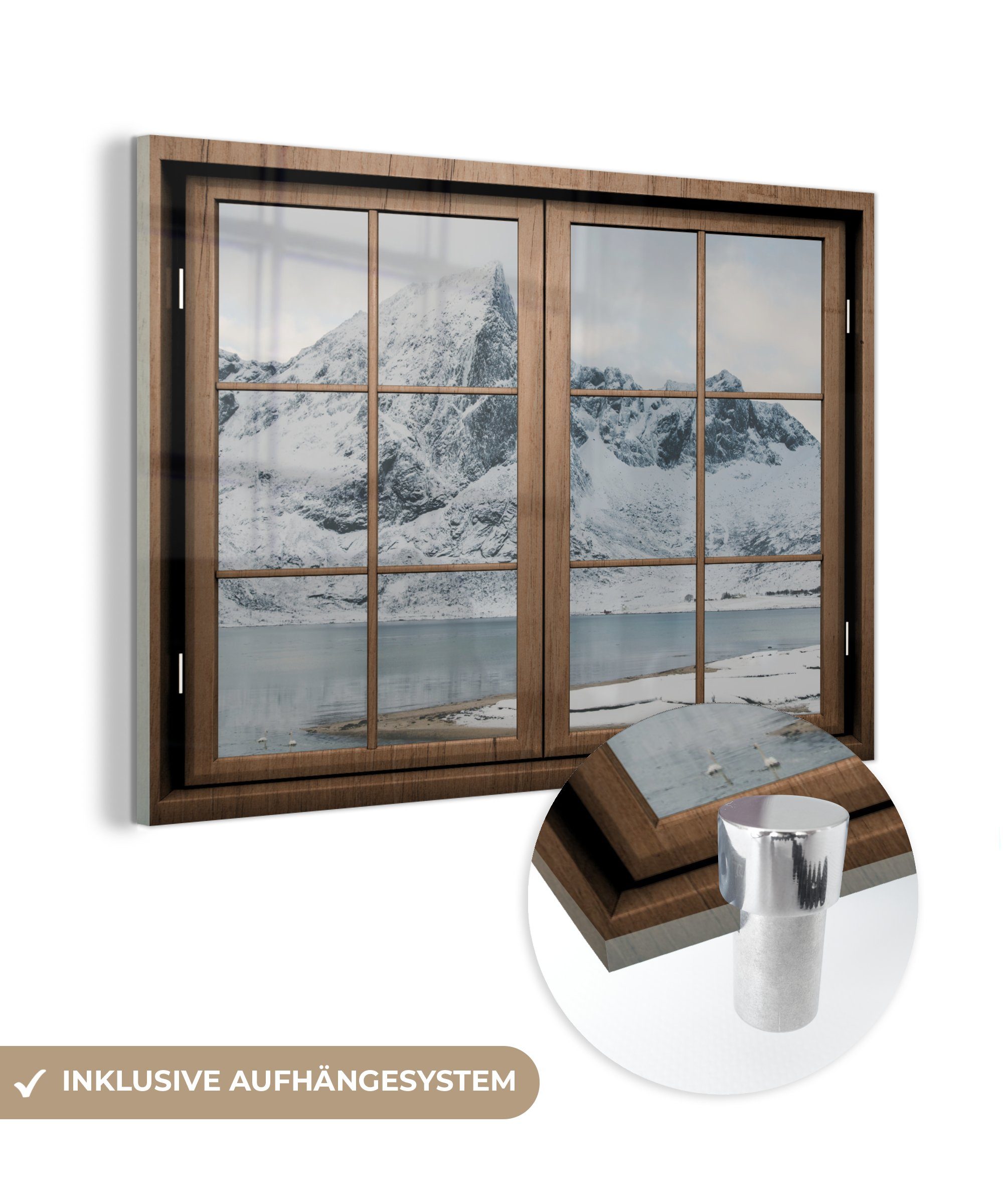 MuchoWow Acrylglasbild Ansicht - Landschaft - Winter, (1 St), Glasbilder - Bilder auf Glas Wandbild - Foto auf Glas - Wanddekoration