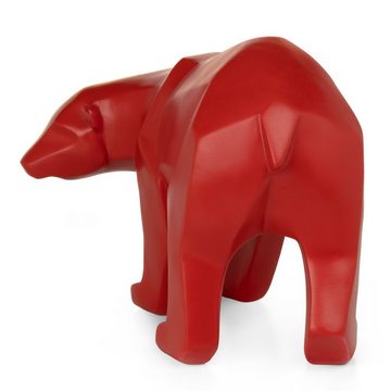 Moritz Dekofigur Polygonal Eisbär rot, Polyresin Figuren Deko Geschenk Geometrische TierFigur Modern Skulptur