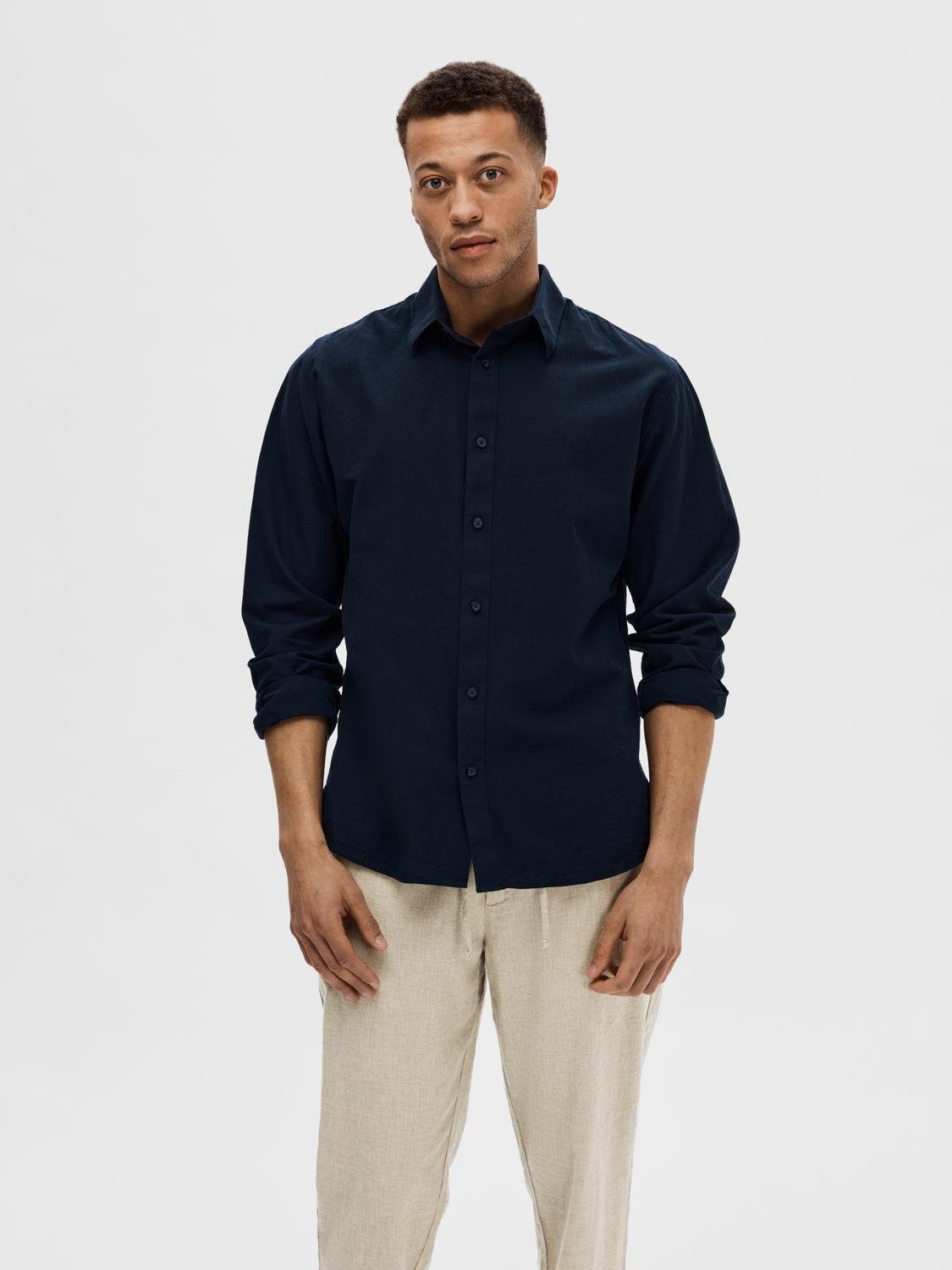 SELECTED HOMME Leinenhemd NEW-LINEN SHIRT unifarben