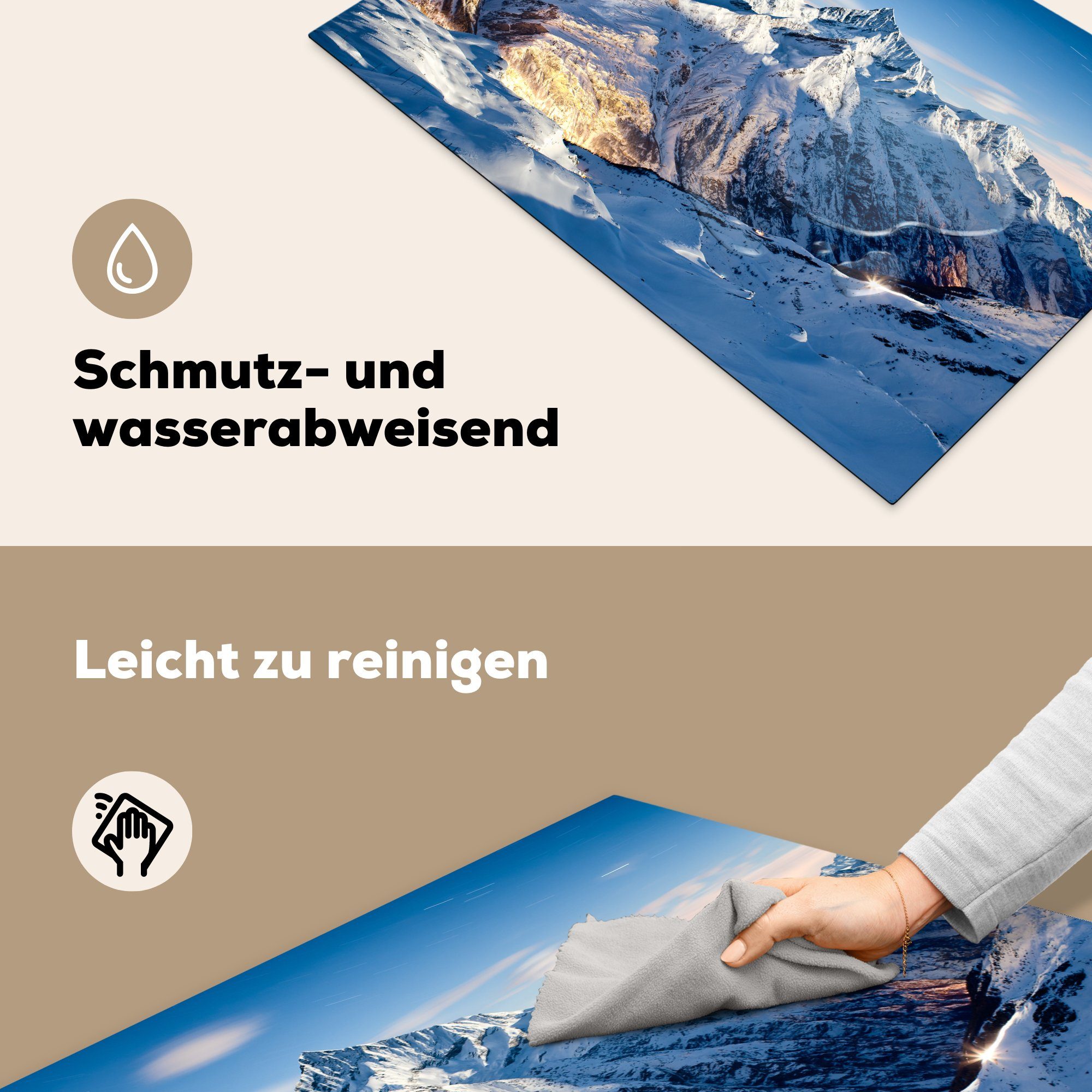 MuchoWow Herdblende-/Abdeckplatte Schweizer Alpen Vinyl, tlg), Ceranfeldabdeckung im cm, küche, 81x52 Induktionskochfeld (1 für Winter, die Schutz