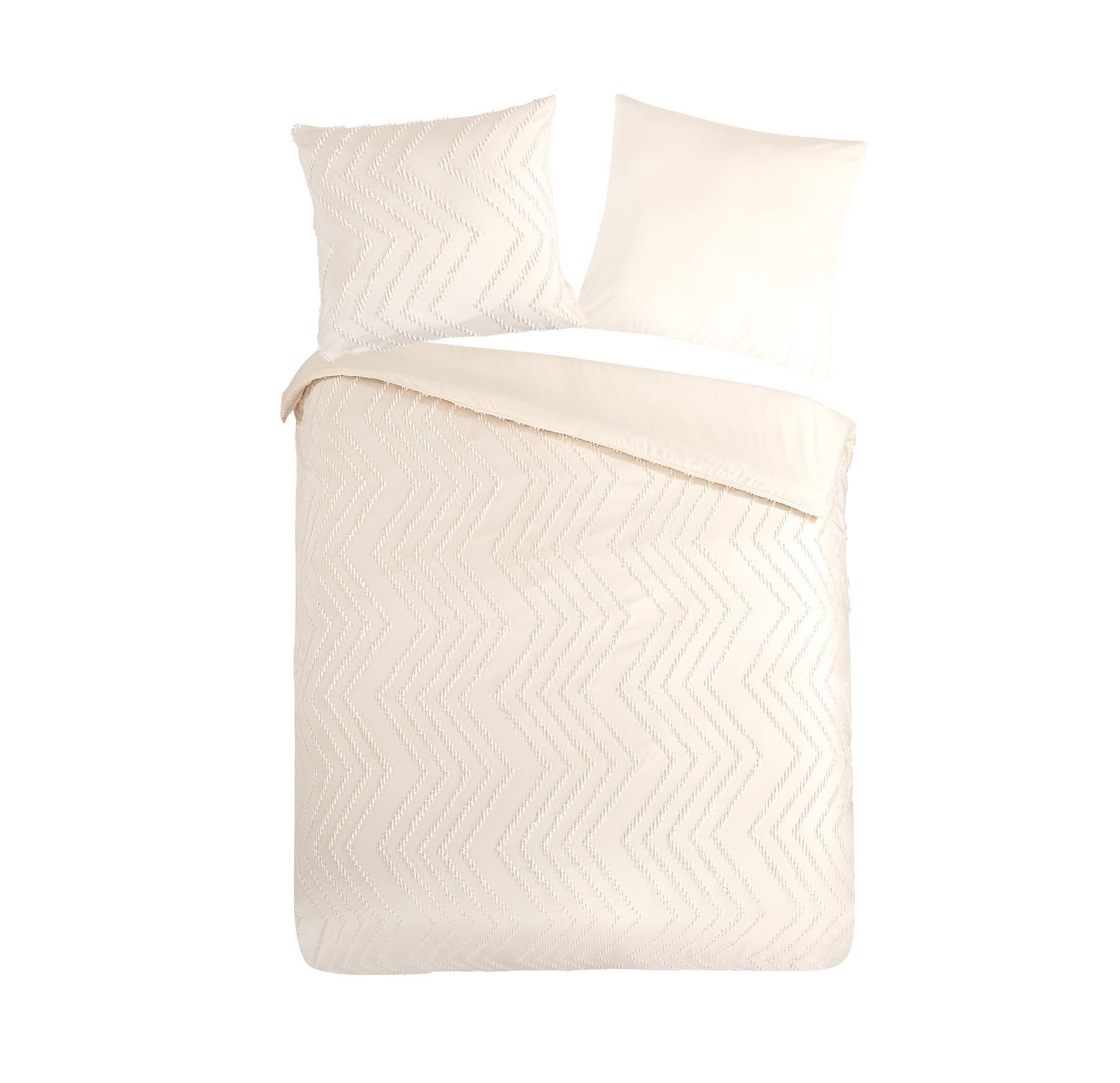 Pure Bettwäsche Microfaser Bettwäsche 200 X 200 cm + 2- 80 X 80 cm Zigzag weiß luxury, Microfaser, 3 teilig, bettwäsche 200x200 microfaser sale warm weihnachten 200x200 bettbezug