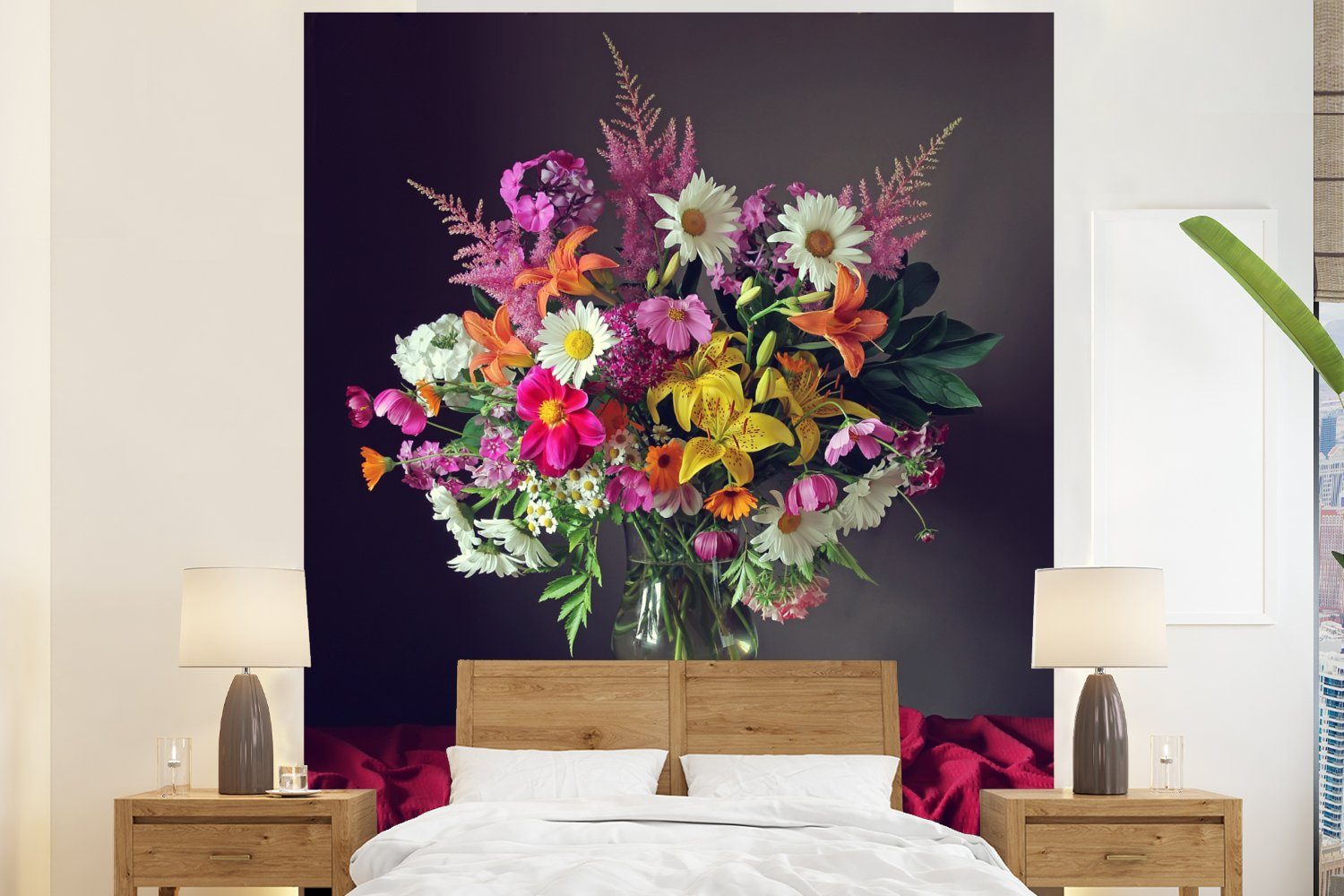 MuchoWow Fototapete Stilleben Wohnzimmer (3 - für bedruckt, Fototapete Küche, Matt, Blumenstrauß St), Blumen, Schlafzimmer Vliestapete 