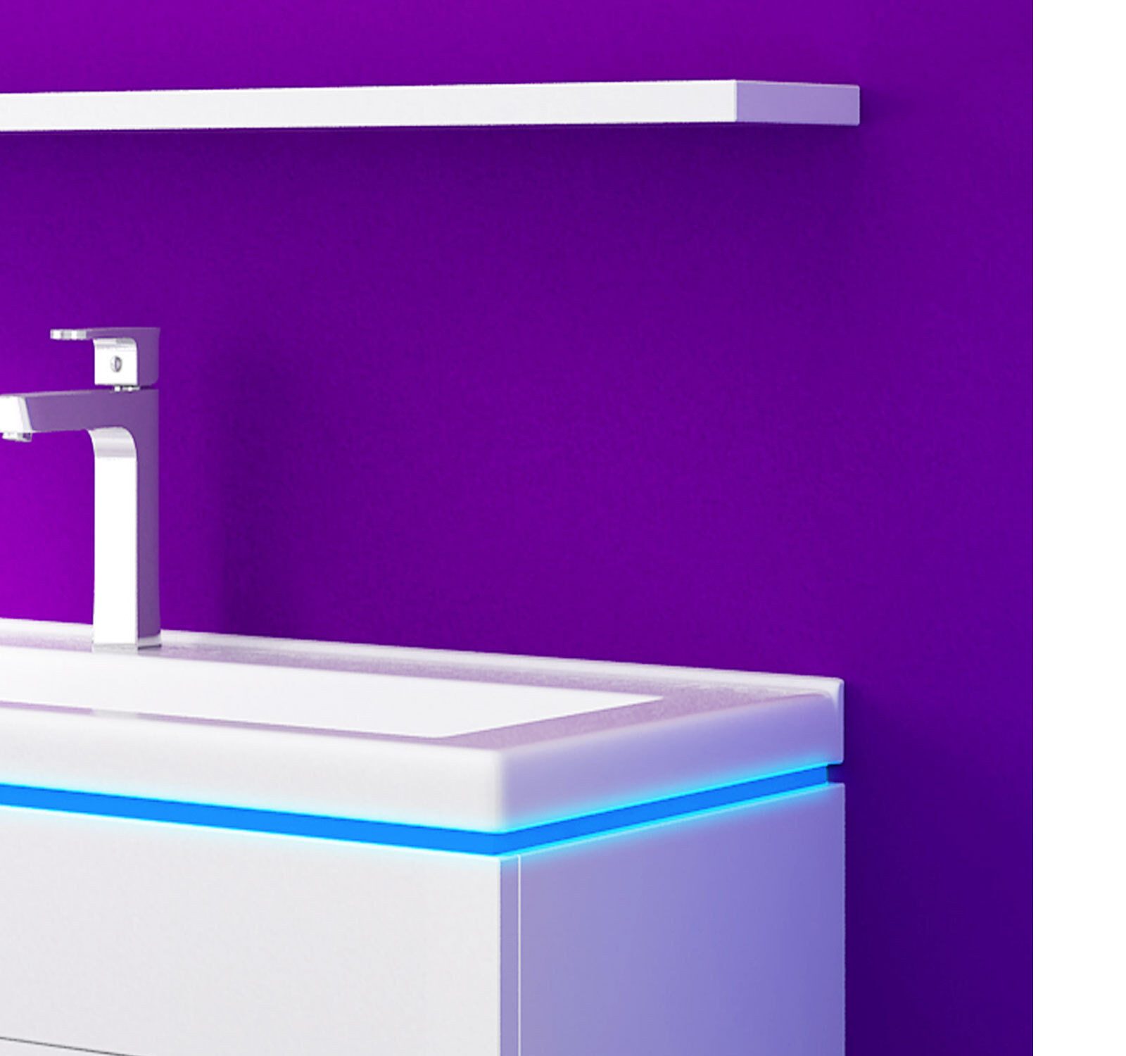 Homeline Badmöbel-Set Badmöbel Set Weiß Hochglanz lackiert LED System tausc günstig online kaufen