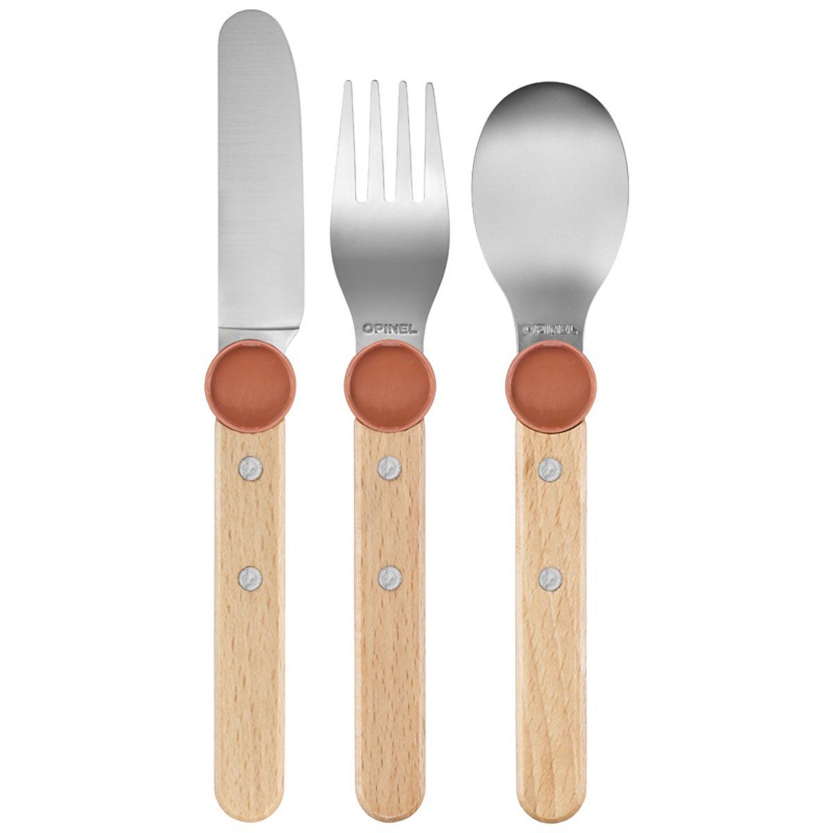 Opinel Taschenmesser LE PETIT GOURMET Kinderbesteck-Set - Koralle