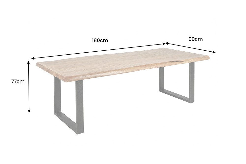riess-ambiente Baumkantentisch MAMMUT 180cm natur/schwarz - Akazie, Massivholz, U-Gestell, Metall (Einzelartikel, 1-St), Familien-Herzstück im Wohn- & Esszimmer - ideal für max. 8 Personen