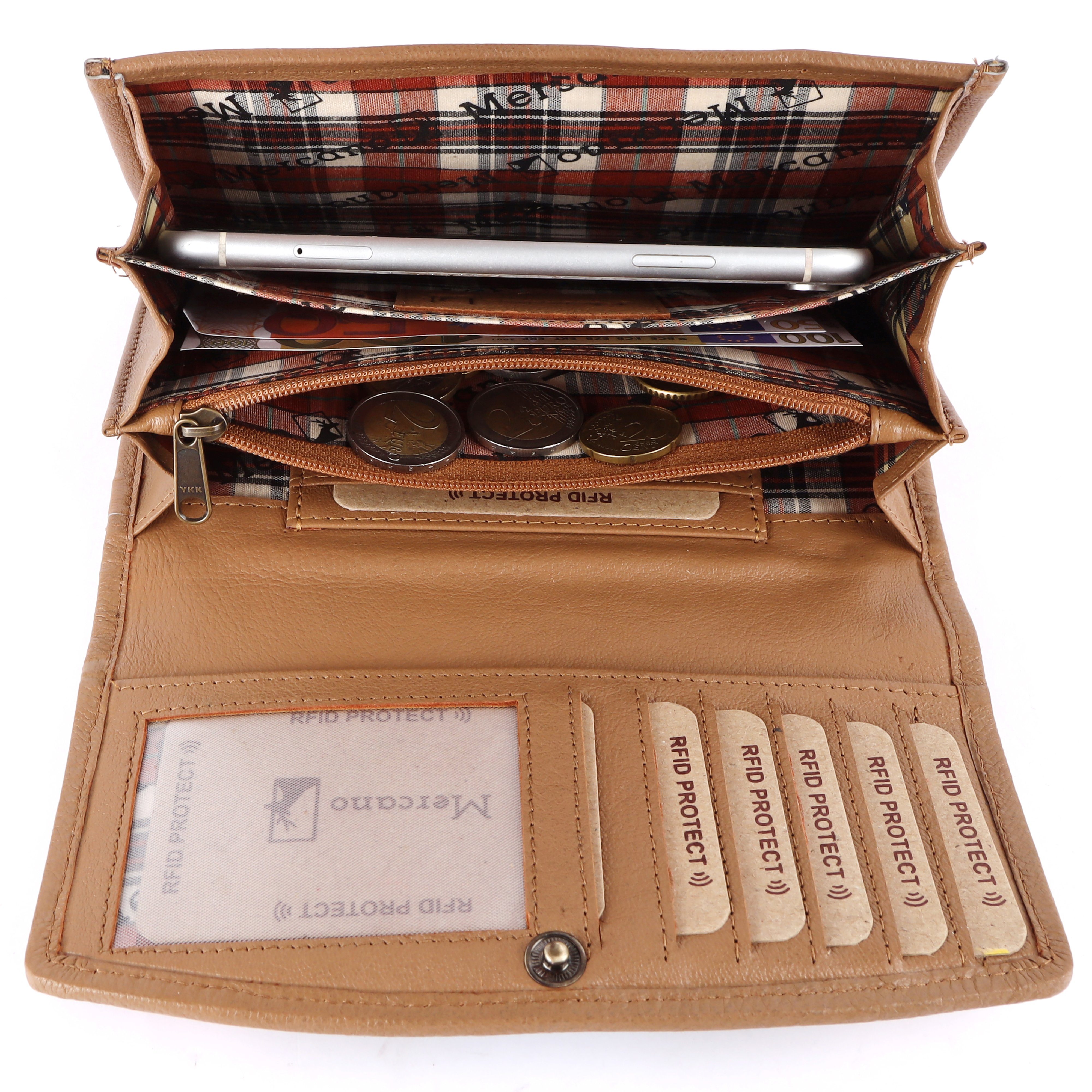 Mercano Geldbörse für Damen mit handbemalten Blütenmuster aus Leder (inkl. günstig online kaufen